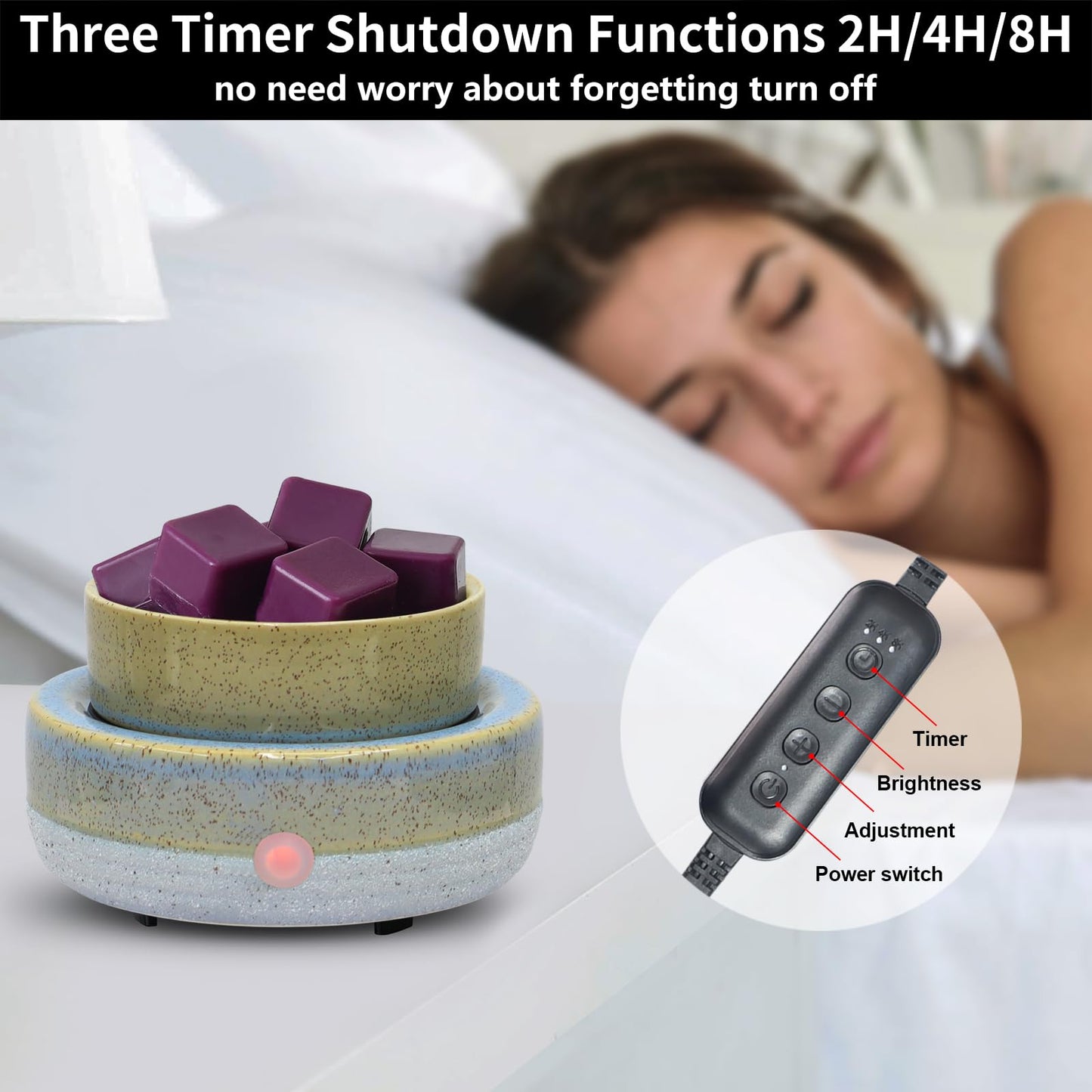 Candle Wax Melt Warmer with Timer Ceramic Electric Wax Melt 4-in-1 Oil Burner Adjusting Temperature Fits Yankee Large Jar Scented Candle for Home Decor Birthday Gifts for Women Mom Grandma Girls