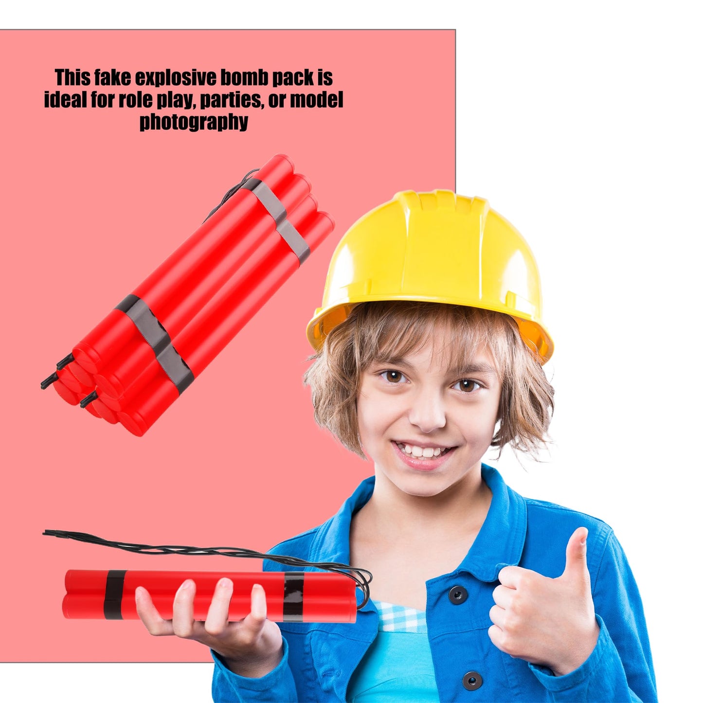 Hoarost 18 Sticks Fake Red Dynamite Prop Plastic Pretend Explosive Bomb Toy Simulation Dynamite Sticks for Prank Gag Film Costume Prop