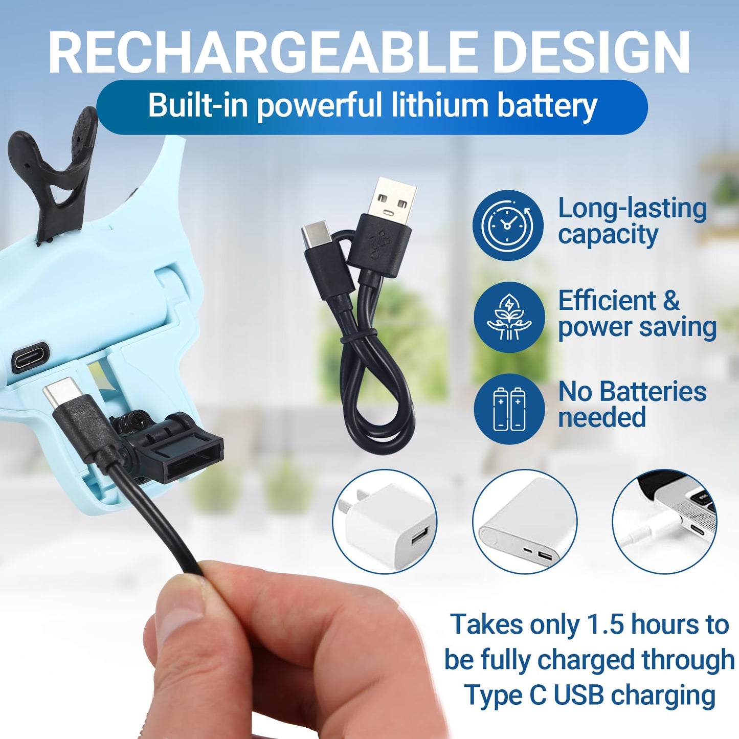 YOCTOSUN Magnifying Glasses with Light for Close Work, Head Magnifier with 4 LED Lights and 5 Detachable Lenses 1X to 3.5X,Rechargeable Hands Free Headband Magnifier Glasses for Crafts, Hobby