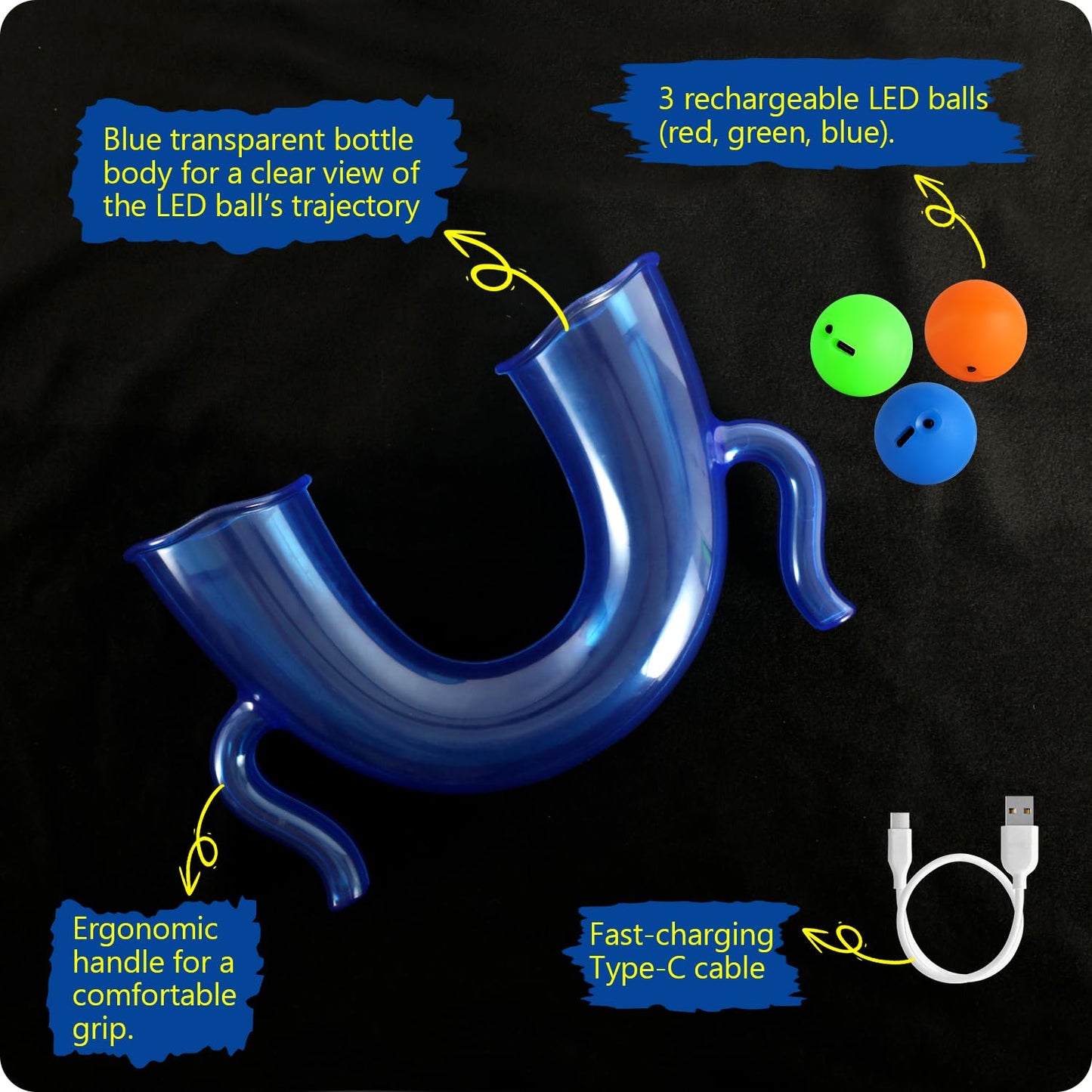 SPORTY PLAY LED Light-Up Juggling Ball Game – Active Sports Challenge Toy for Kids, Boosts Hand-Eye Coordination – Rechargeable Glow Balls, Gift for Boys 8-12