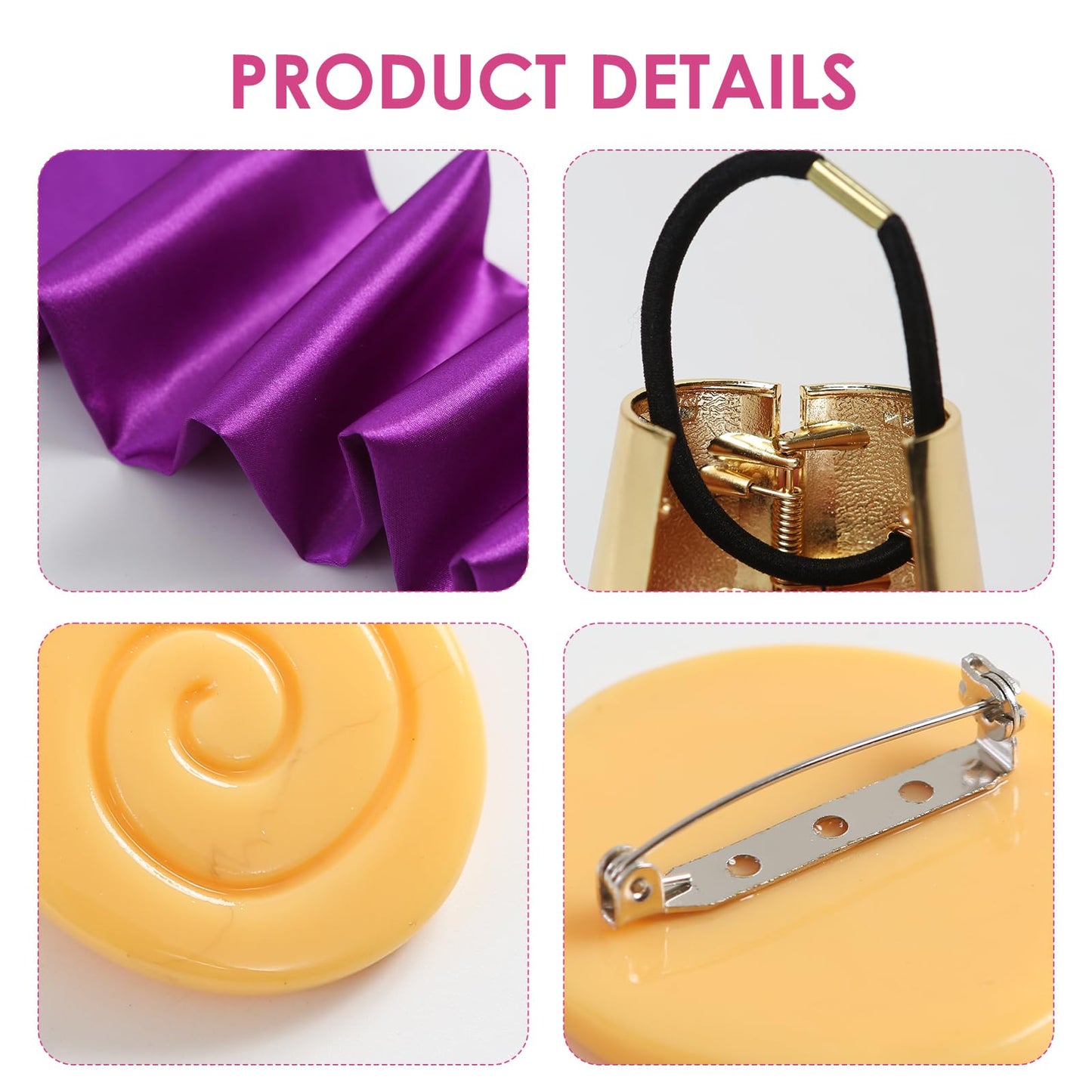 5PCS Princess Costume for Women Purple Sash Belt Ponytail Cuff and Brooches Cosplay Party Accessories for Megara