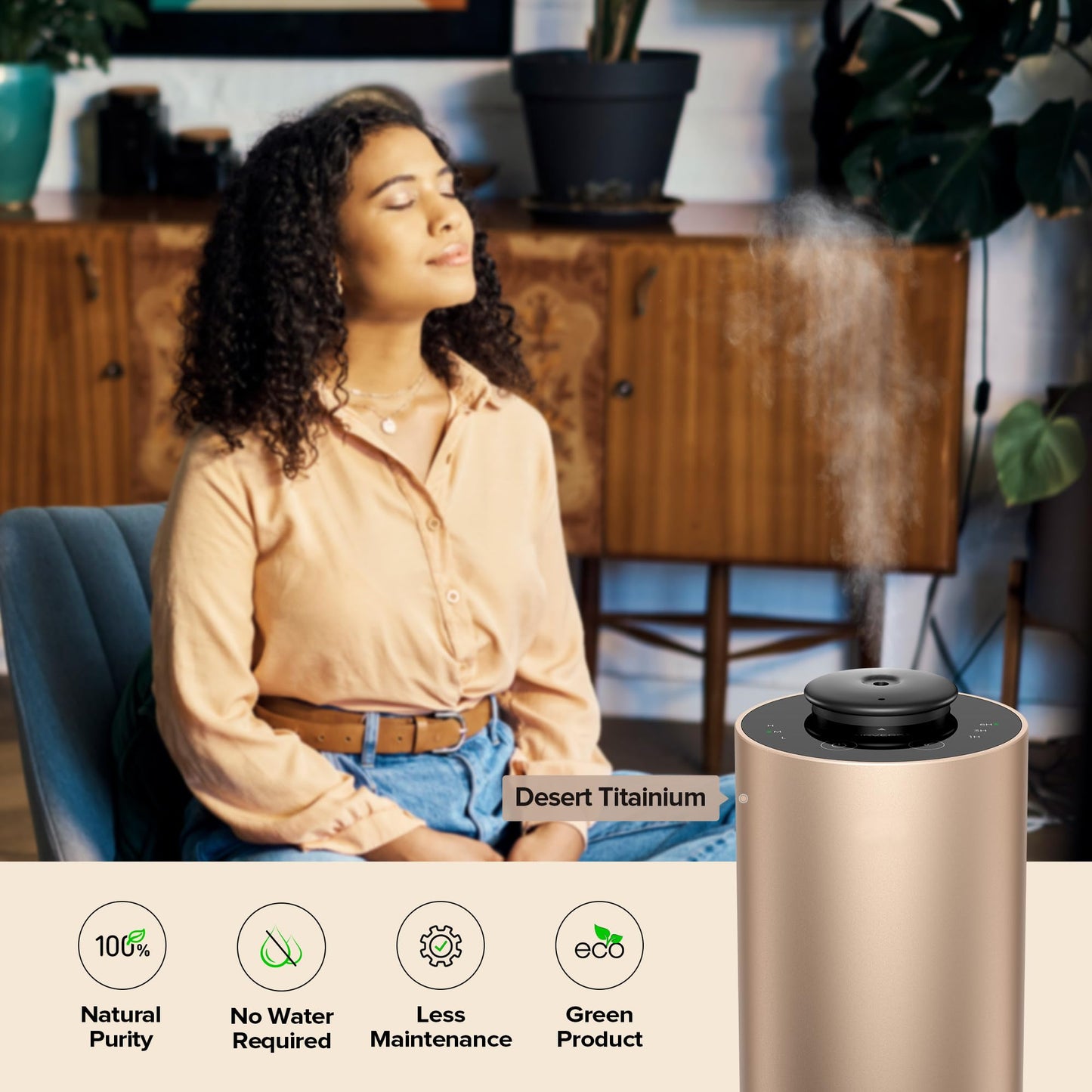 Airversa Waterless Essential Oil Diffuser for Home Aromatherapy Scent Diffusers with 3 Countdown Timer Settings or Timer-Off, 3 Mist Levels for Car Room Studio Office, ANX Premium Metal Black