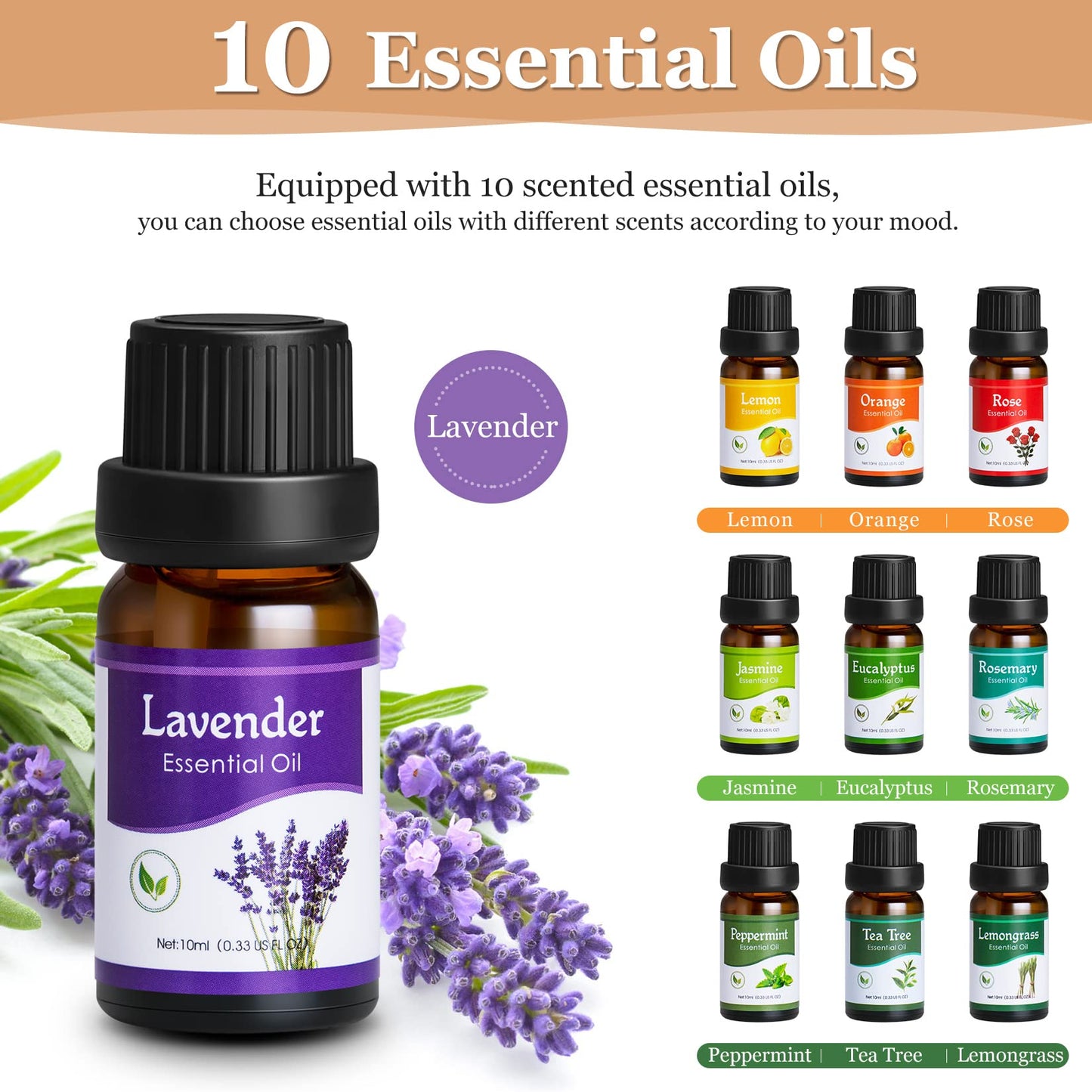 Essential Oil Diffuser Aromatherapy Diffusers: 550ml Ultrasonic Cool Mist Large Aroma Scent Essential Oils Diffuser Waterless Shut Off for Bedroom Home Office Living Room Wood Grain