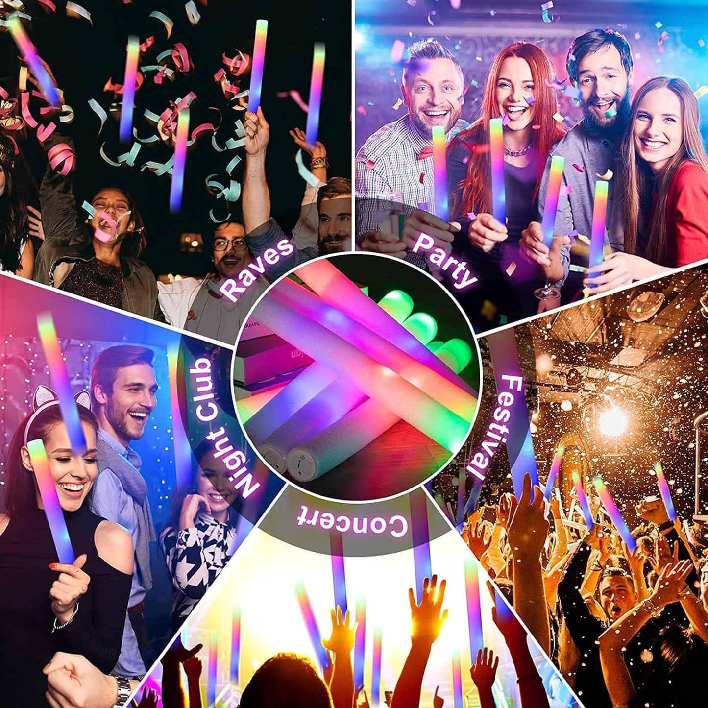 Blu7ive 30 Pieces Led Foam Sticks - Flashing Glow Sticks Party Supplies Light Up Baton Wands for Kids, Raves, Birthday, Wedding, Christmas, Halloween, Children Toy