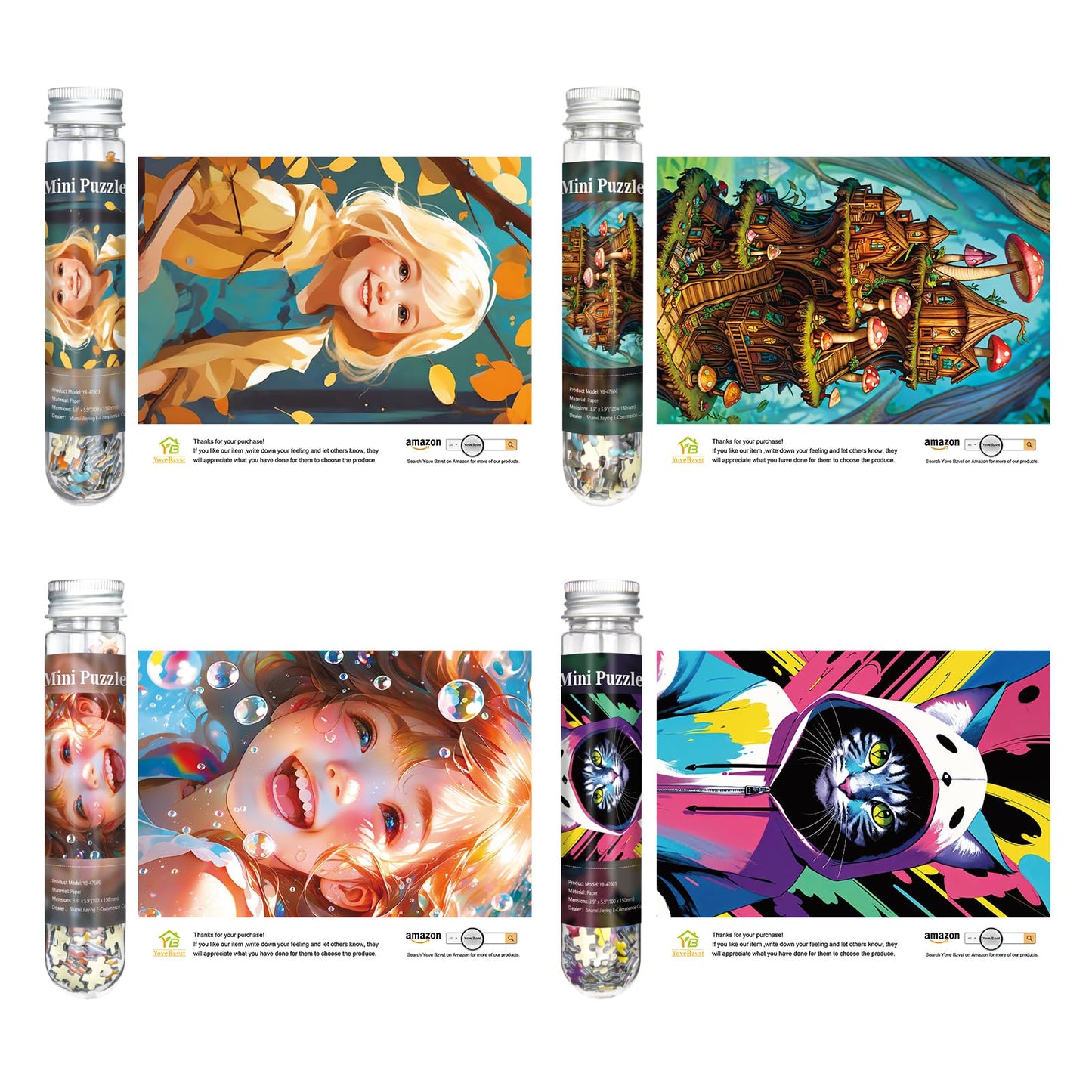 Mini Jigsaw Puzzles for Adults 234 Pieces (8 Packs) Small Jigsaw Puzzle Test Tube Puzzle Challenging Micro Puzzle Difficult Tiny Puzzle Home Decor Entertainment 6x4in (8 Pack - 6)