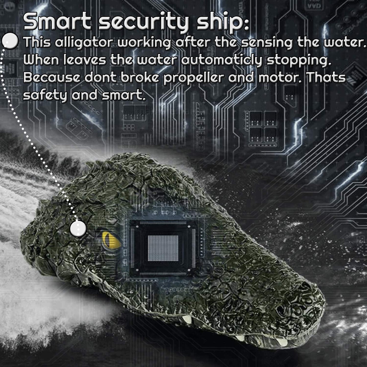 2.4GHz Remote Control Crocodile Head Boat for Pools and Lakes High Simulation Alligator Heads RC Boats Prank Toys for Adults and Kids - RC Boats