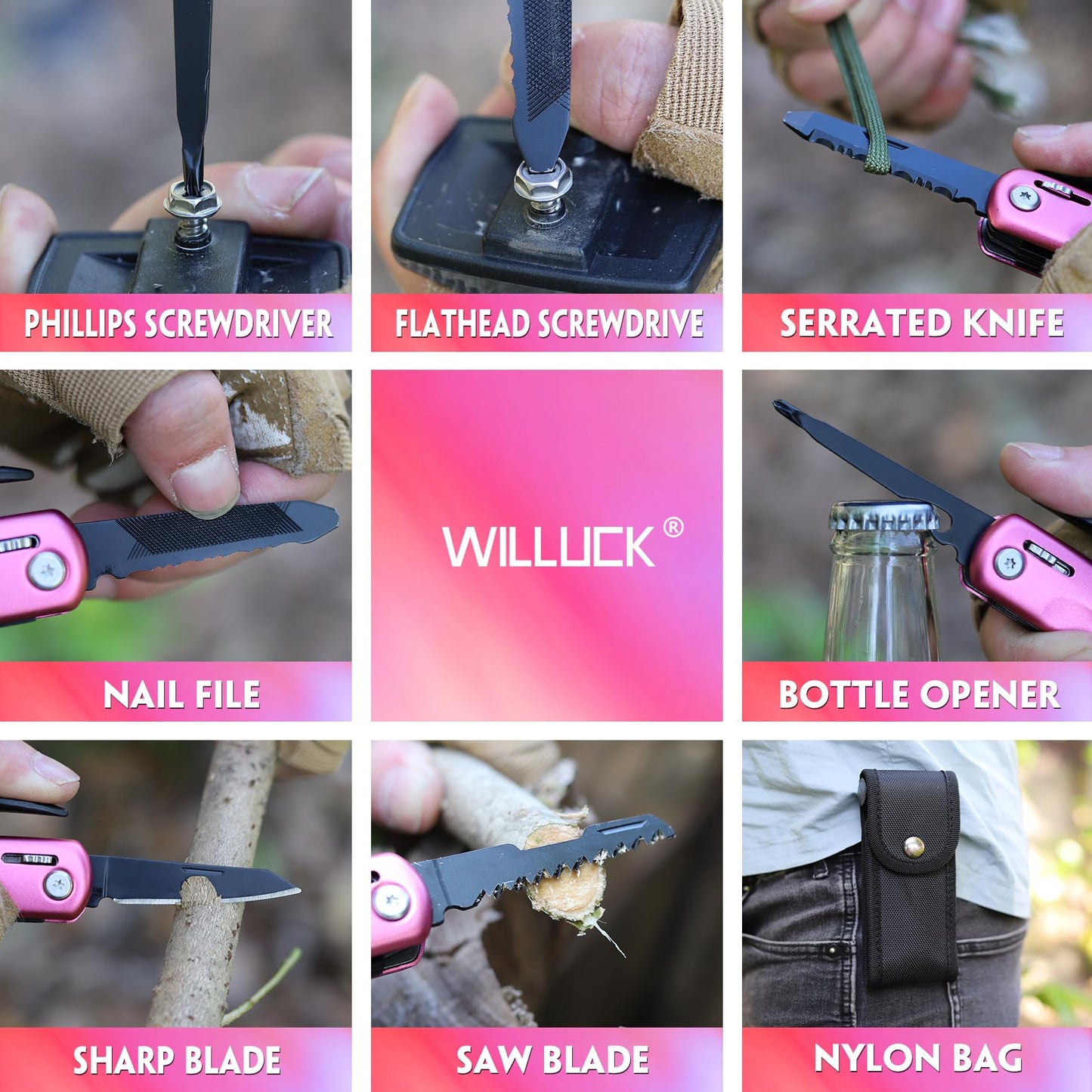 Gifts for Women Mom Wife - Gifts for Woman, Birthday P’ink Gift for Mom, Wife, Sister - Stocking Stuffers for Women - Mothers Day Christmas Womens Gift from Daughter Son, Multitool Hammer