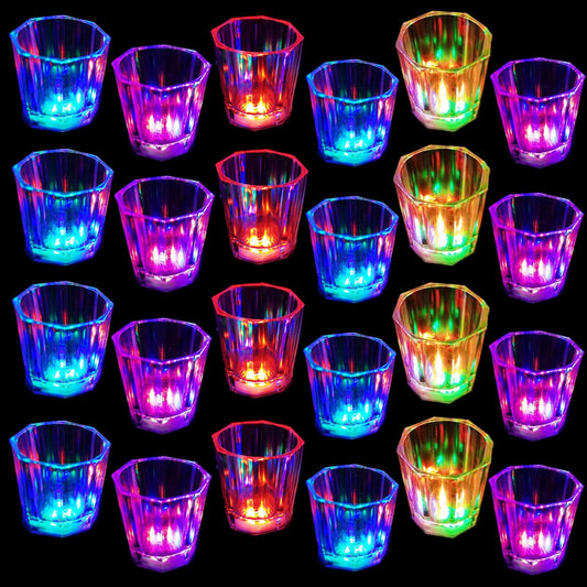 Esdabem Light Up Shot Glasses Set of 24 Party Favors Adults Funny Shot Glasses Led Shot Glasse Glow in the Dark Party Shot Glass Party Cups Decorations for Birthday Wedding Bachelorette Parties