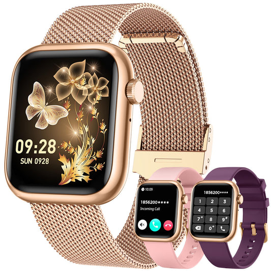 Smartwatch Women Fitness Tracker Watch: Gold Smart Watches for Women Make Answer Bluetooth Call Android Phones iPhone Compatible 123+ Sport Modes IP68 Waterproof Digital Pedometer Heart Rate Monitor