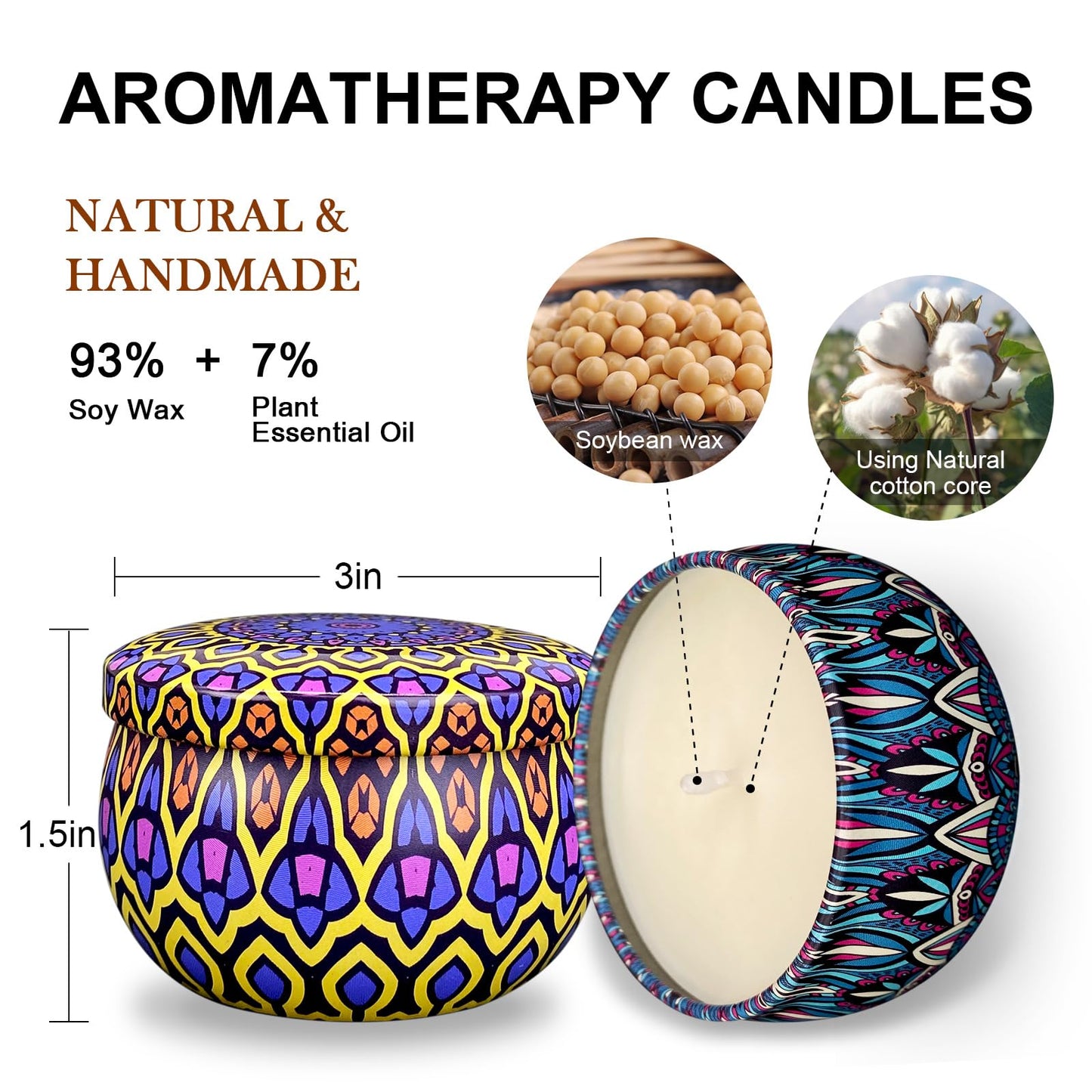 Scented Candle Set, 24 Pack Home Candles, 600 Hour Long Lasting Soy Wax Candle Set, Birthday Gift for Women with Gift Box.