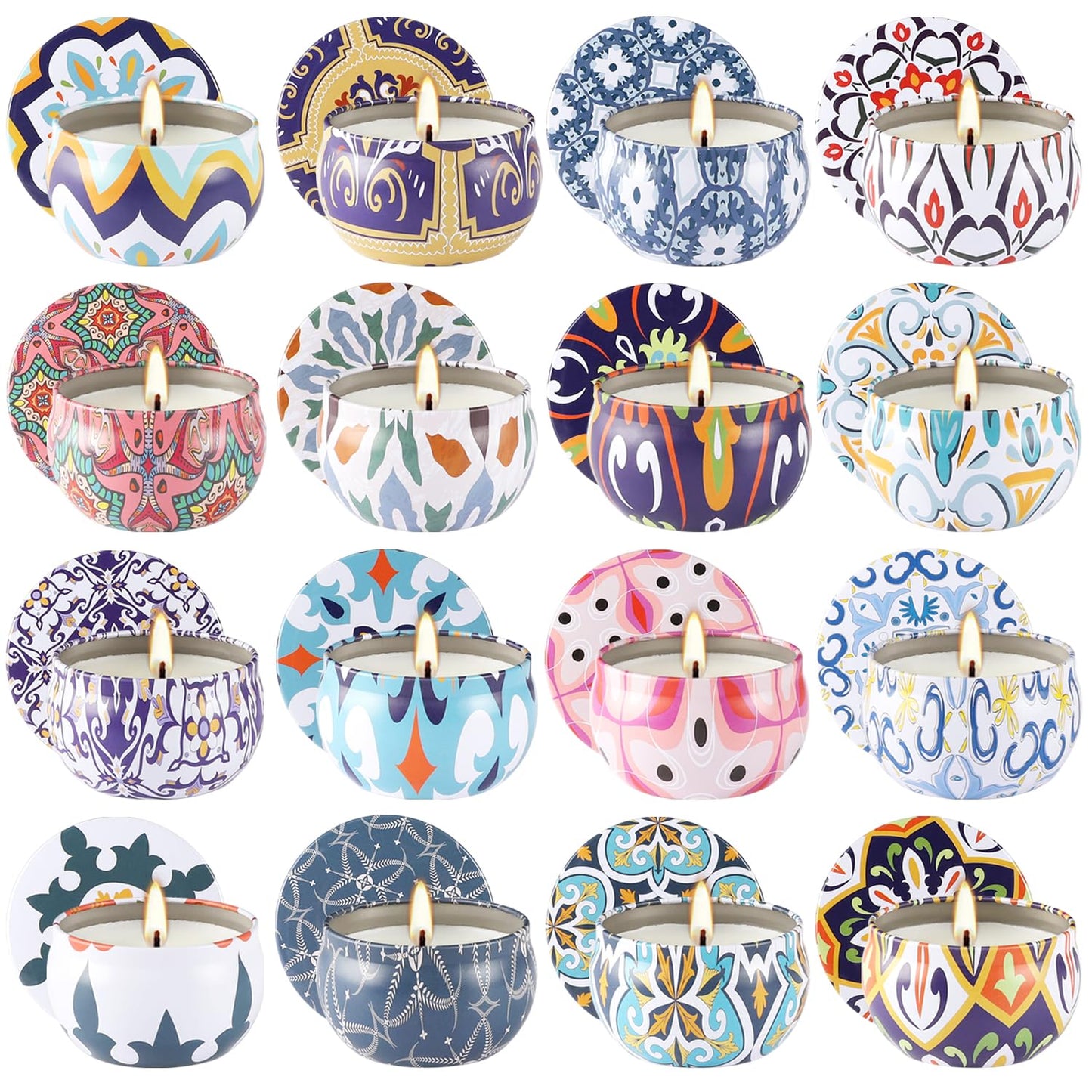 Wfmolcand 16 Pack Small Scented Candles Set-2.5 oz Aromatherapy Candle 100% Natural Soy Wax-Portable Travel Tin Candle for Woman Home Décor Birthdays Meditation