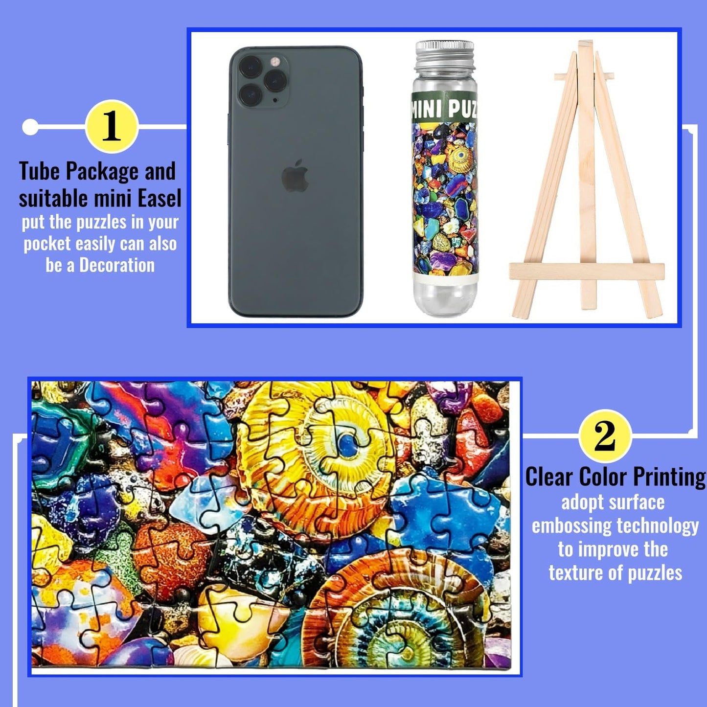 Small Jigsaw Puzzles for Adults 150 Pieces Mini Jigsaw Puzzles Challenging Colorful Leaf&Crayon Puzzles 6 x 4 Inches, 3 Pcs,Mini Easel Included