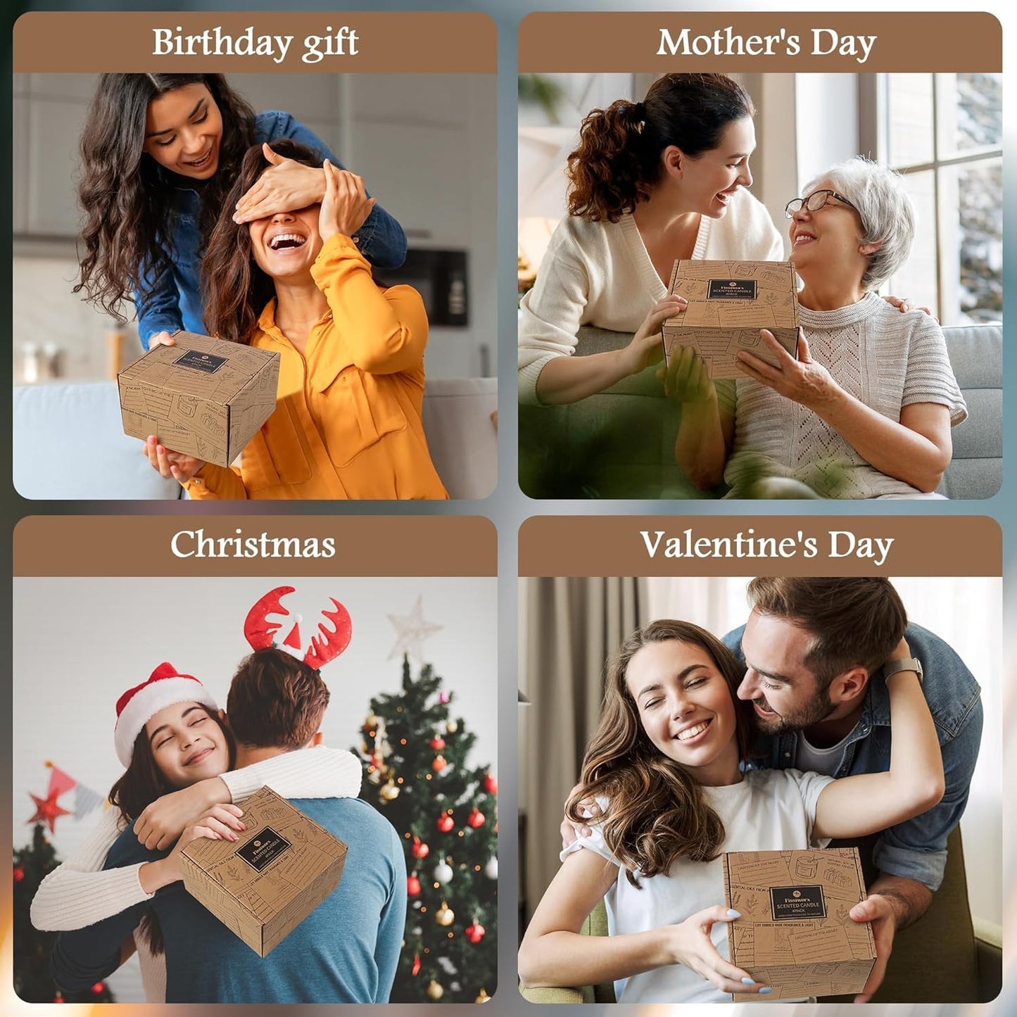 9 Pack Soy Candles for Home Scented | Grapefruit/Lemon Citrus/Bergamot Aromatherapy Candle Set in Amber Jar, Natural Scented Candles Gift for Women & Men, Birthday, Mother’s Day, Christmas