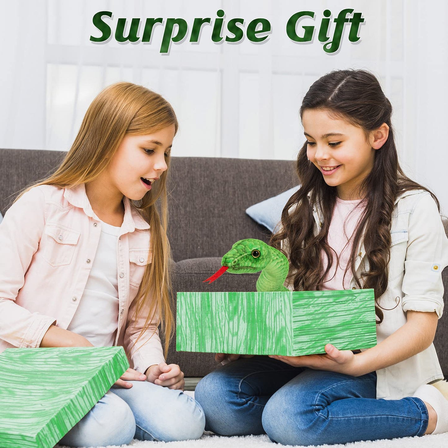 MGZTTHW Snake Plush, 71 in Stuffed Snake Animal, Large Toy Snakes for Kids, Giant Stuffed Animals Snake, Lifelike Plush Snake for Birthday Present Party Prank Prop (Green)