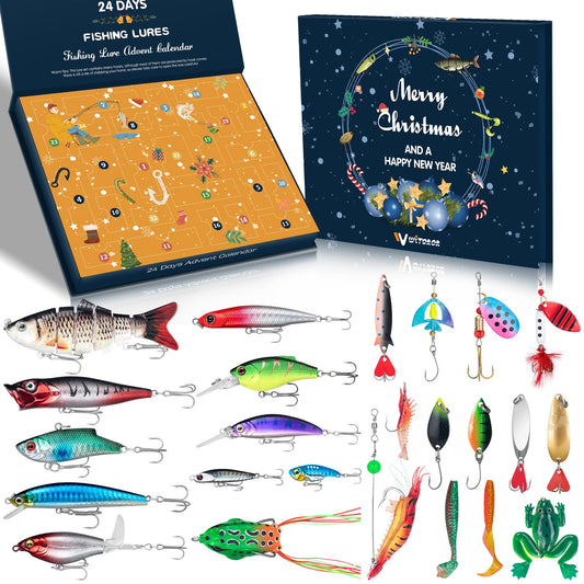 WITOROR Advent Calendar 2025 Fishing Christmas Countdown, 24 Days Fishing Lures Set, Fishing Advent Calender for Fisher Adult Men Teen Boys 2025 Christmas Gifts