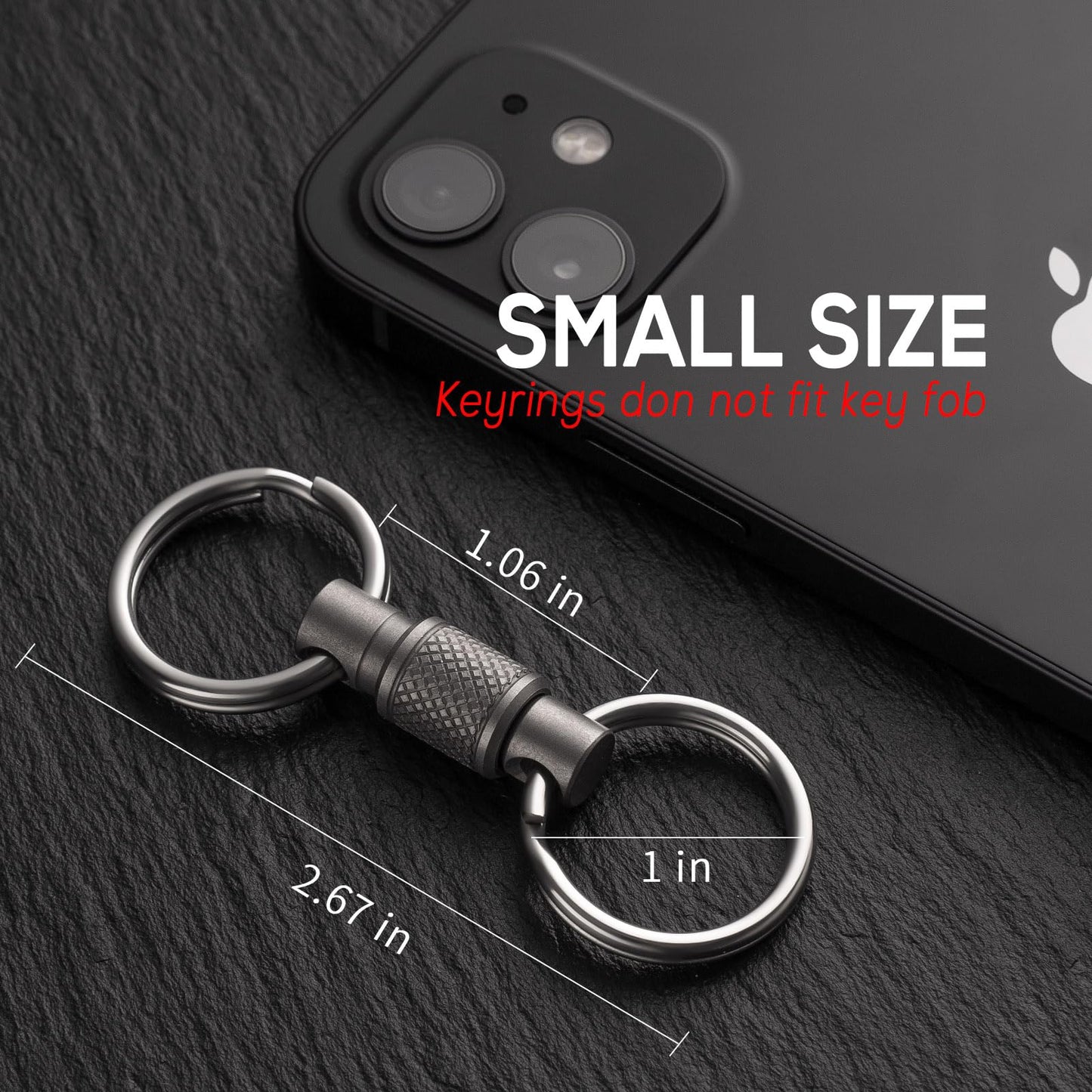 FEGVE Titanium Quick Release Swivel Keychain, Pull Apart Detachable Keychain Heavy Duty Car Key Holder with Stainless Steel Key Rings-1pcs