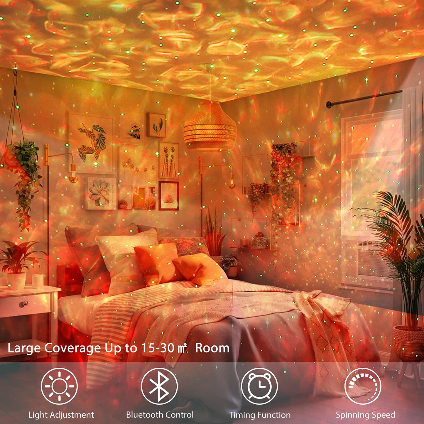 Star Projector Night Light - Galaxy Projector Light for Bedroom/Party Adults Kids with Bluetooth Music Speaker Voice & Remote Control, No App Needed