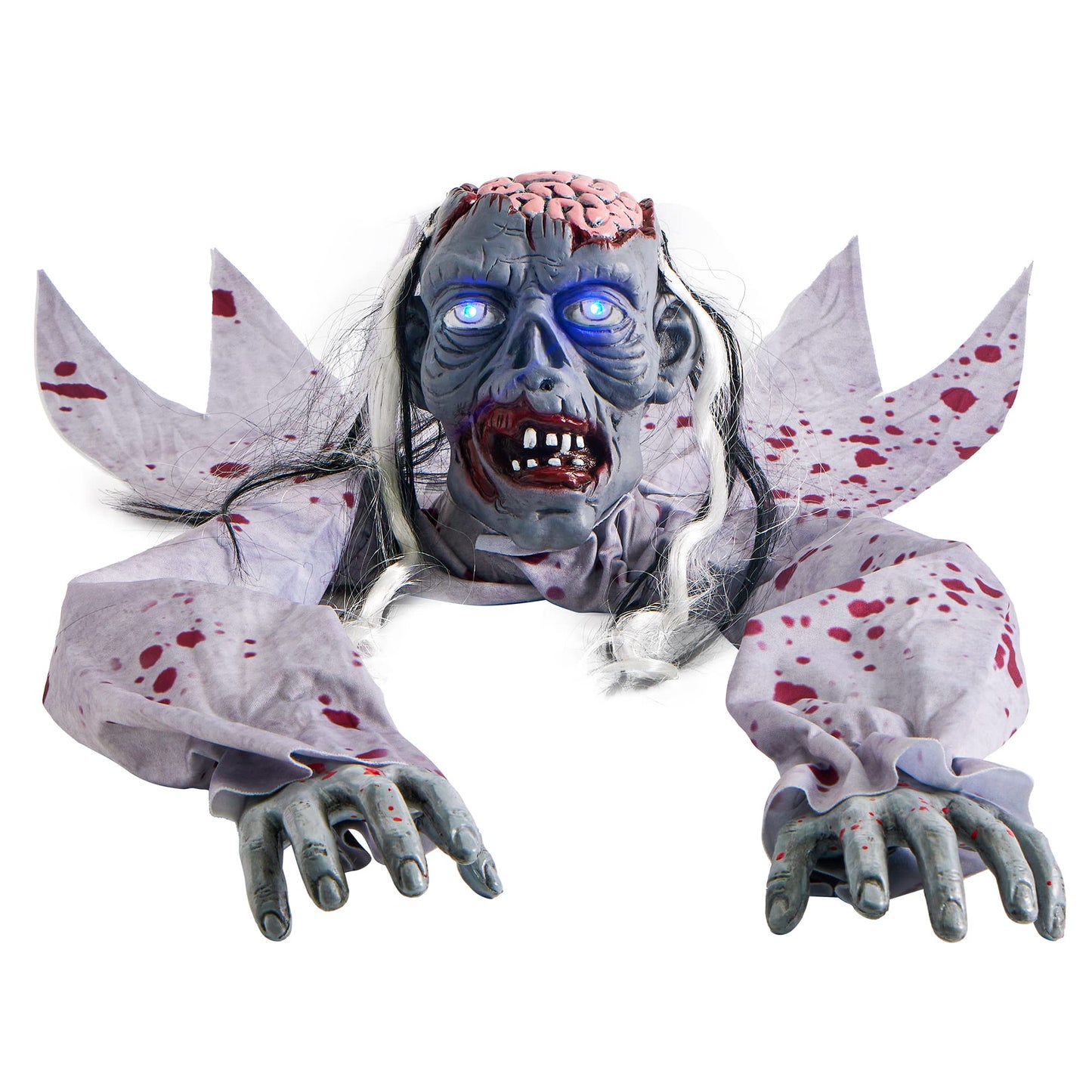JOYIN Halloween Decoration Outdoor Zombie Groundbreaker, Halloween Groundbreaker with Light-Up Eyes and Creepy Sound, Scary Zombie Prop for Graveyard Haunted House Lawn Yard Outside Decor