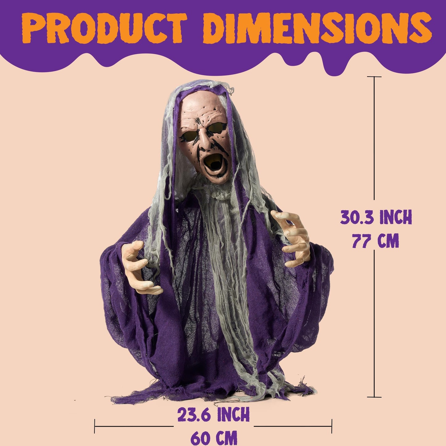 JOYIN Halloween Decorations Outdoor Animatronics Groundbreaker Zombie, Animated Halloween Outside Zombies Decor, Light-up Talking Groundbreaker with Shaking Body, Haunted House Lawn Graveyard Decor