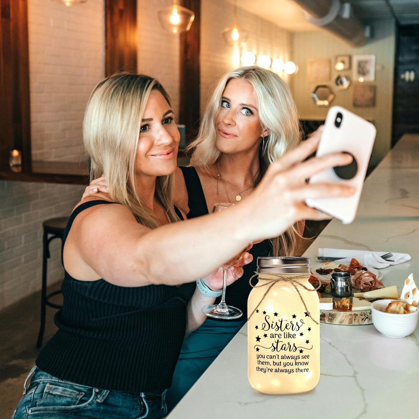 Mason Jar Night Lights for Sister, Sister Birthday Gifts, Christmas Sisters Gifts from Sister, Mason Jar with Warm Lights, Gift for BFF, Bestie, Best Friends