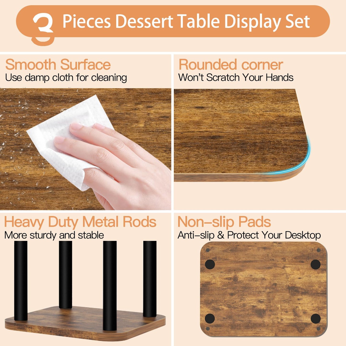 LLAXERGU Cupcake Stand for 50 Cupcakes Wooden Dessert Table Display Set Rustic Dessert Stands Rectangle Serving Tray for Party Baby Shower Birthday Graduation Wedding