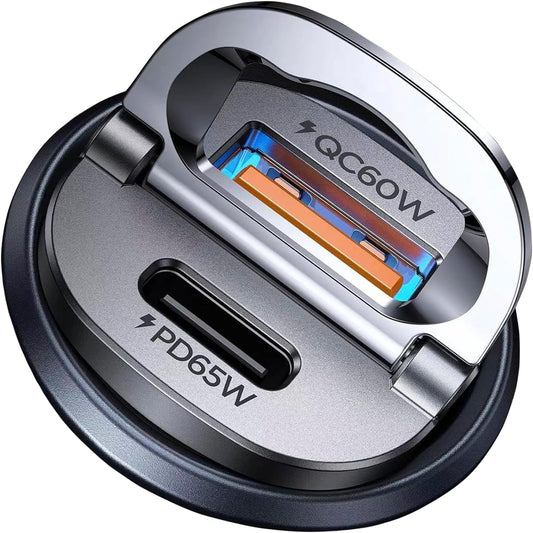 【Upgraded】 125W USB C Car Charger Super Fast Charging for iPhone 16, [PD65W & QC60W][All Metal] MRGLAS Cigarette Lighter Car Charger,Car Accessories Dual Port for iPhone 15 iPad Samsung S25 MacBook