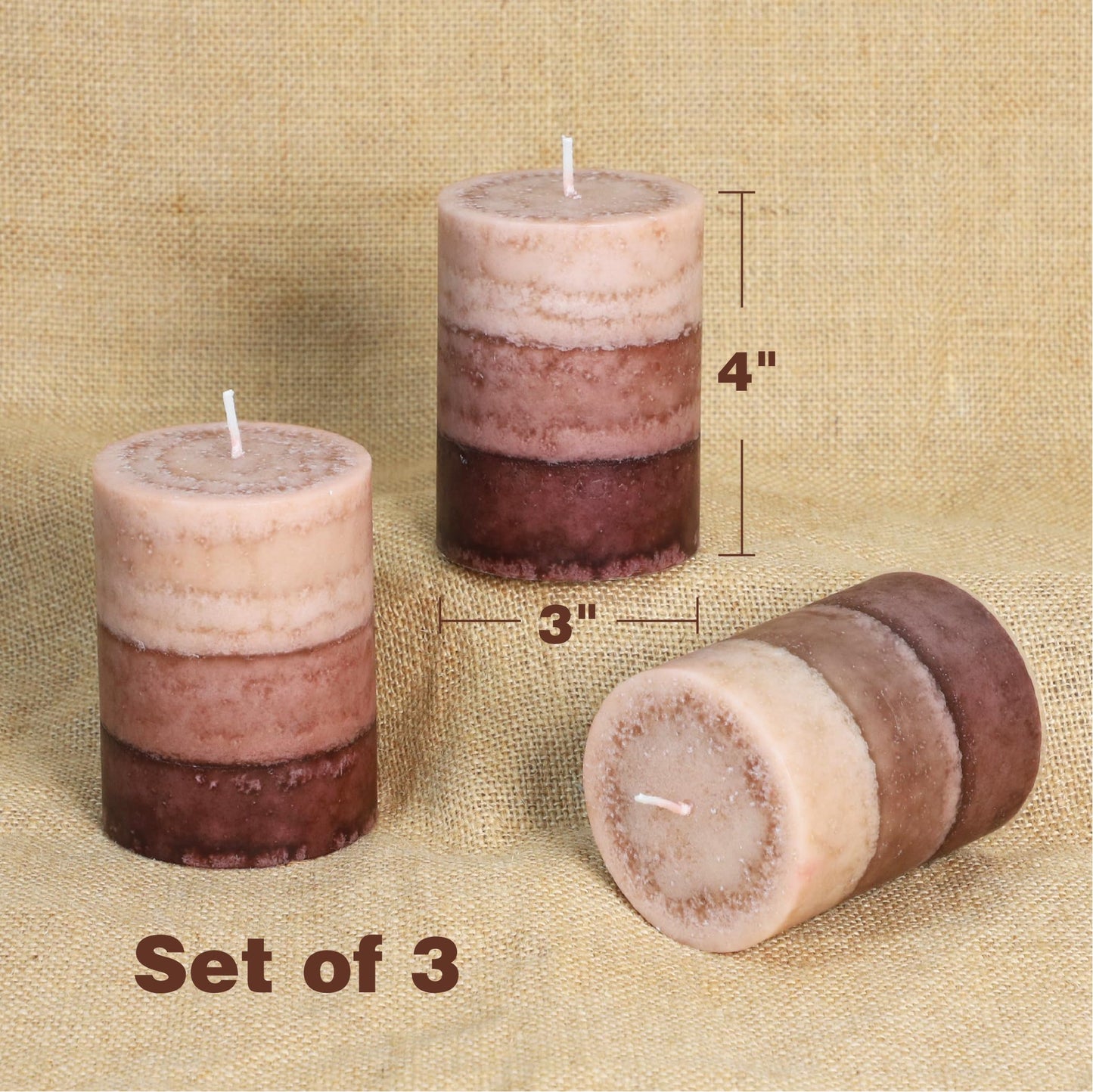 Cafemoon Coffee Pillar Candles, Aromatherapy Scented Candles, 35+ Hours Burn Long Lasting, Set of 3 Tall 3x4 Inch Dripless Pillar Candle, for Wedding and Home Décor