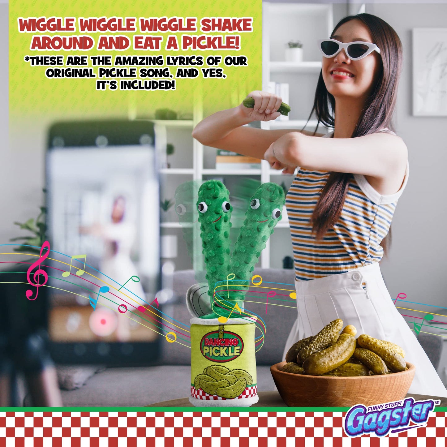 Gagster Dancing Pickle – Sings, Repeats What You Say & Tells Jokes – Hilarious Electronic Yodeling Pickle – Dance, Weird Random Stuff for Anyone Who Loves Funny Gag Gifts