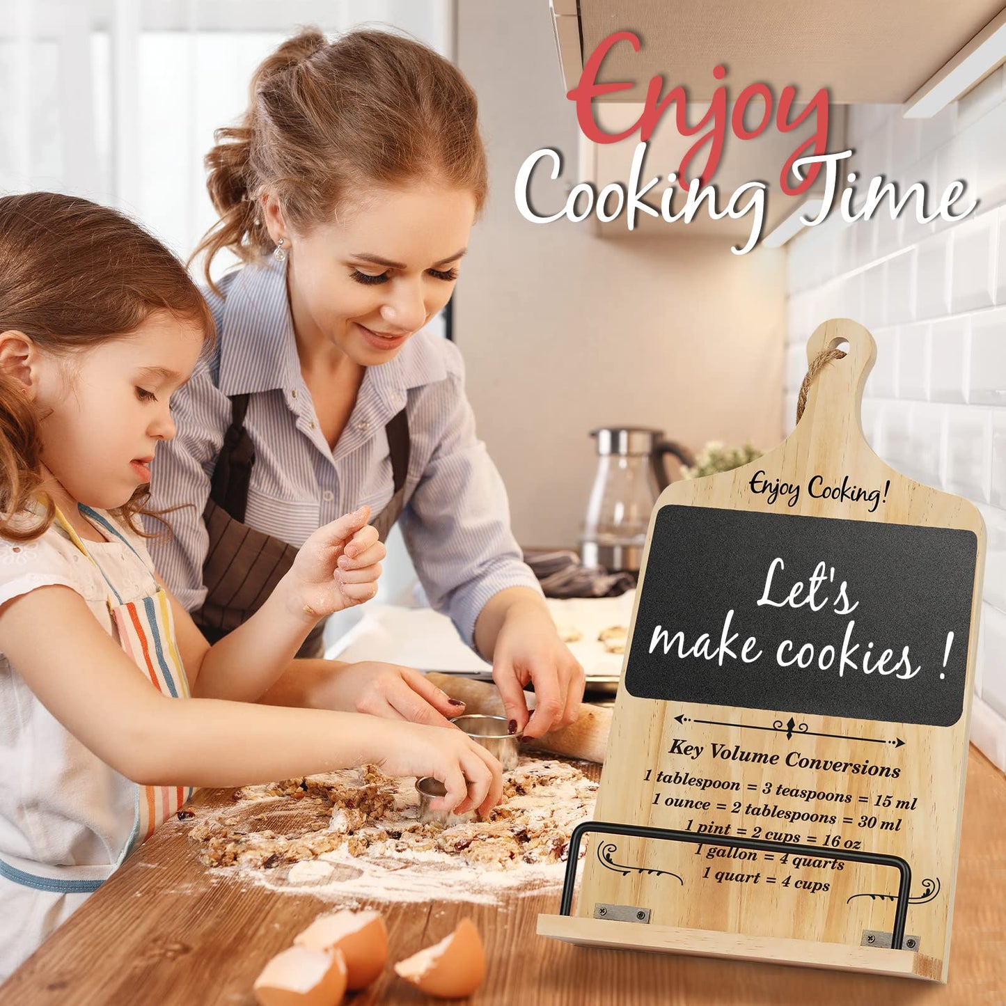 Cookbook Stand with Chalkboard Eraser, Birthday Gifts for Women Mom Wife Grandma, Kitchen Gifts for Woman, Recipe Book Holder Stand, Present Gift Ideas Christmas Xmas, Cookbook Holder