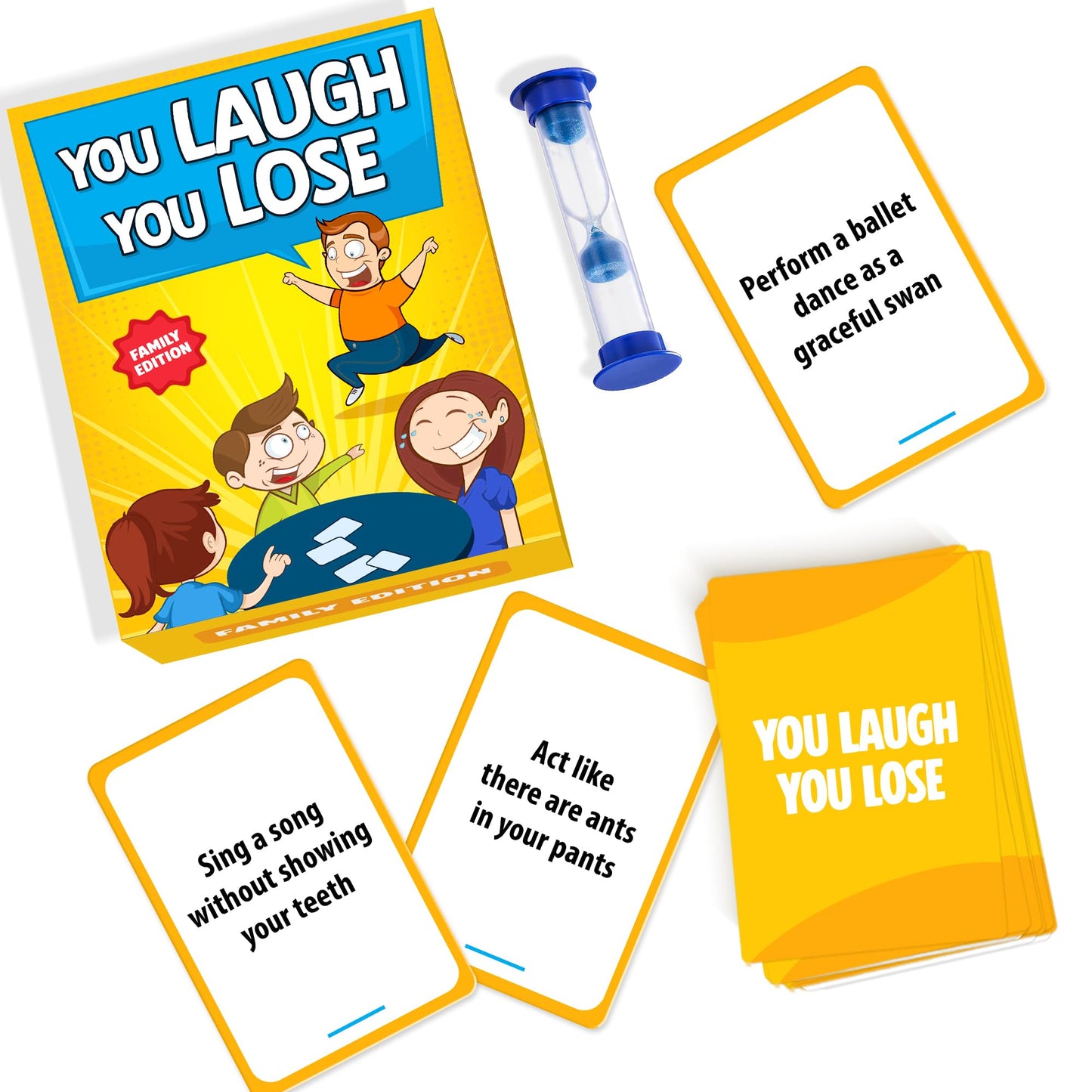 YOU LAUGH YOU LOSE - Funny Family Games for Kids and Adults - Hilarious Charades Games for Teens - Teen Girl & Boy Gifts - Party Game for Adults, Families - Family Game Nights, Sleepover Stuff