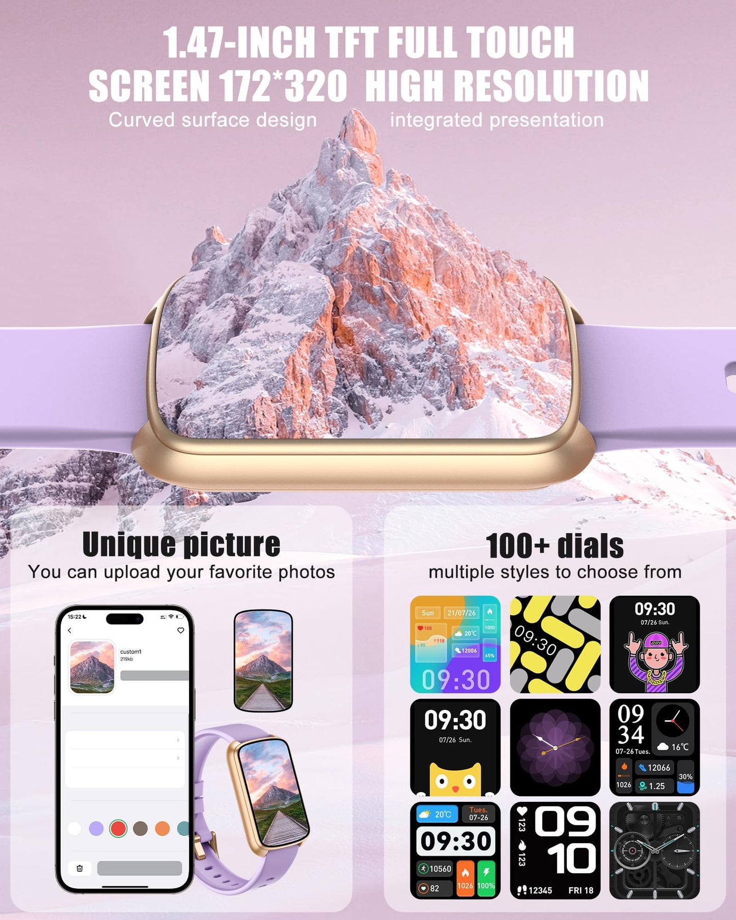 Fitness Tracker, Smart Watch for Women Men with 24/7 Heart Rate/Blood Pressure/Blood Oxygen Monitor,Sleep Tracker,Step & Calorie Counter, IP68 Waterproof Fitness Watches Compatible with Android&iPhone