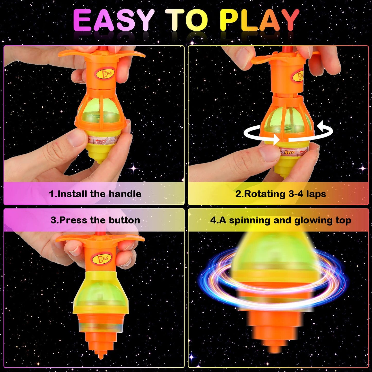 Chivao 50 Pcs Bulk LED Light up Spinner Tops Launcher with Gyroscope Motion Colorful Flashing Spinner Toys Novelty Party Favors for Birthday Events Goodie Bag Fillers Stuffers