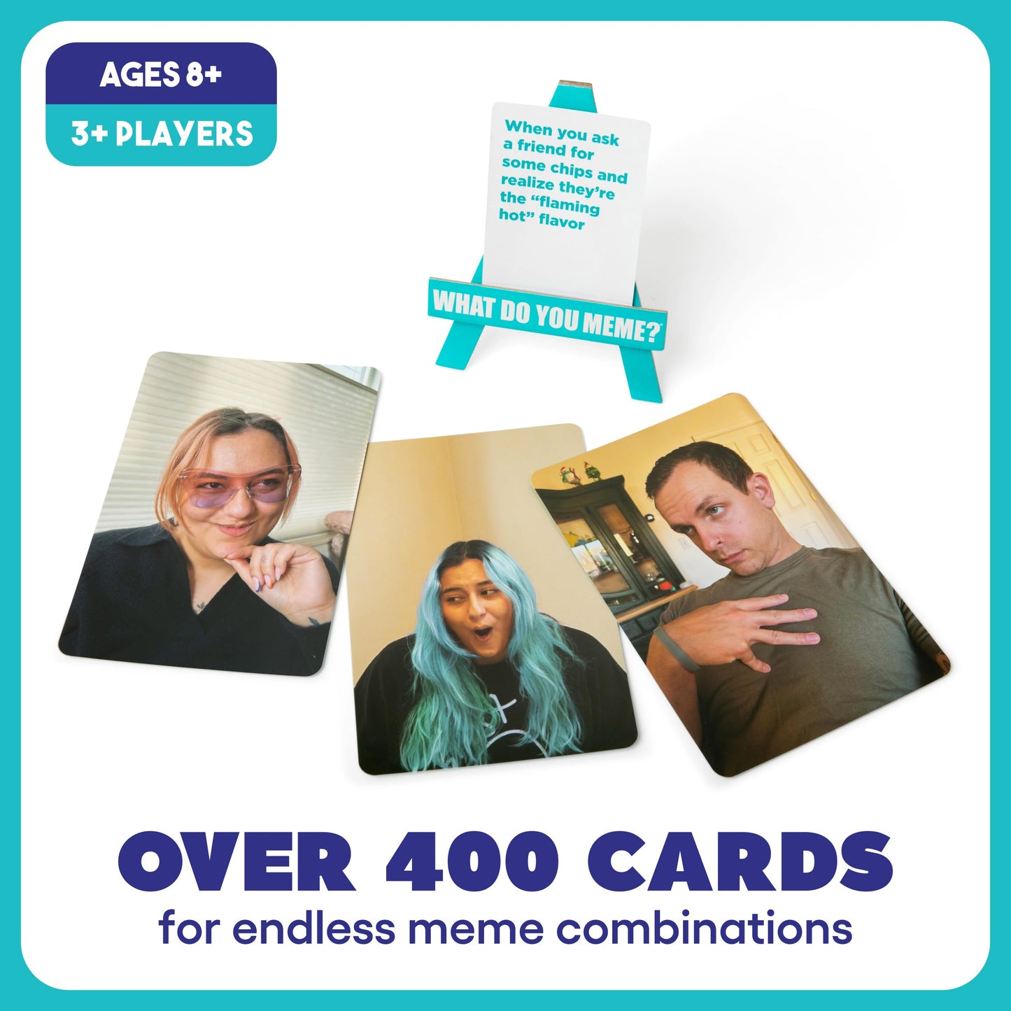 WHAT DO YOU MEME? Family Edition by Relatable, Now with Refreshed Content - Kids Games 8+, Family Games for Kids and Adults, The TikTok Viral Sensation, Includes 300 Caption Cards, 108 Photo Cards