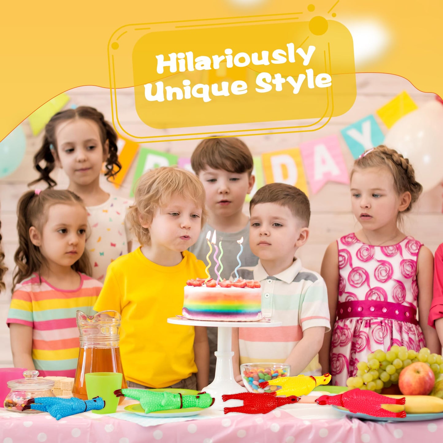 30 Pack 6 Inch Squawking Rubber Chickens Multicolor Squeaky Chicken Colorful Novelty Screaming Chicken Toys for Prank Novelty Pet Toys Noise Makers