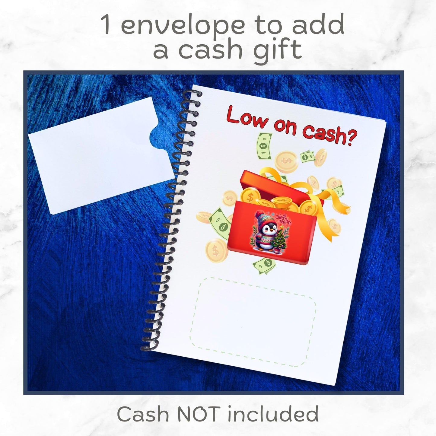 Featherstone Motifs Christmas Gift Card Book 5x7 inches with Stickers, Protective PVC Cover, and 20 Double Sided Sticky Dots - 8 Different Cover Design Options (Pink Holly Jolly)