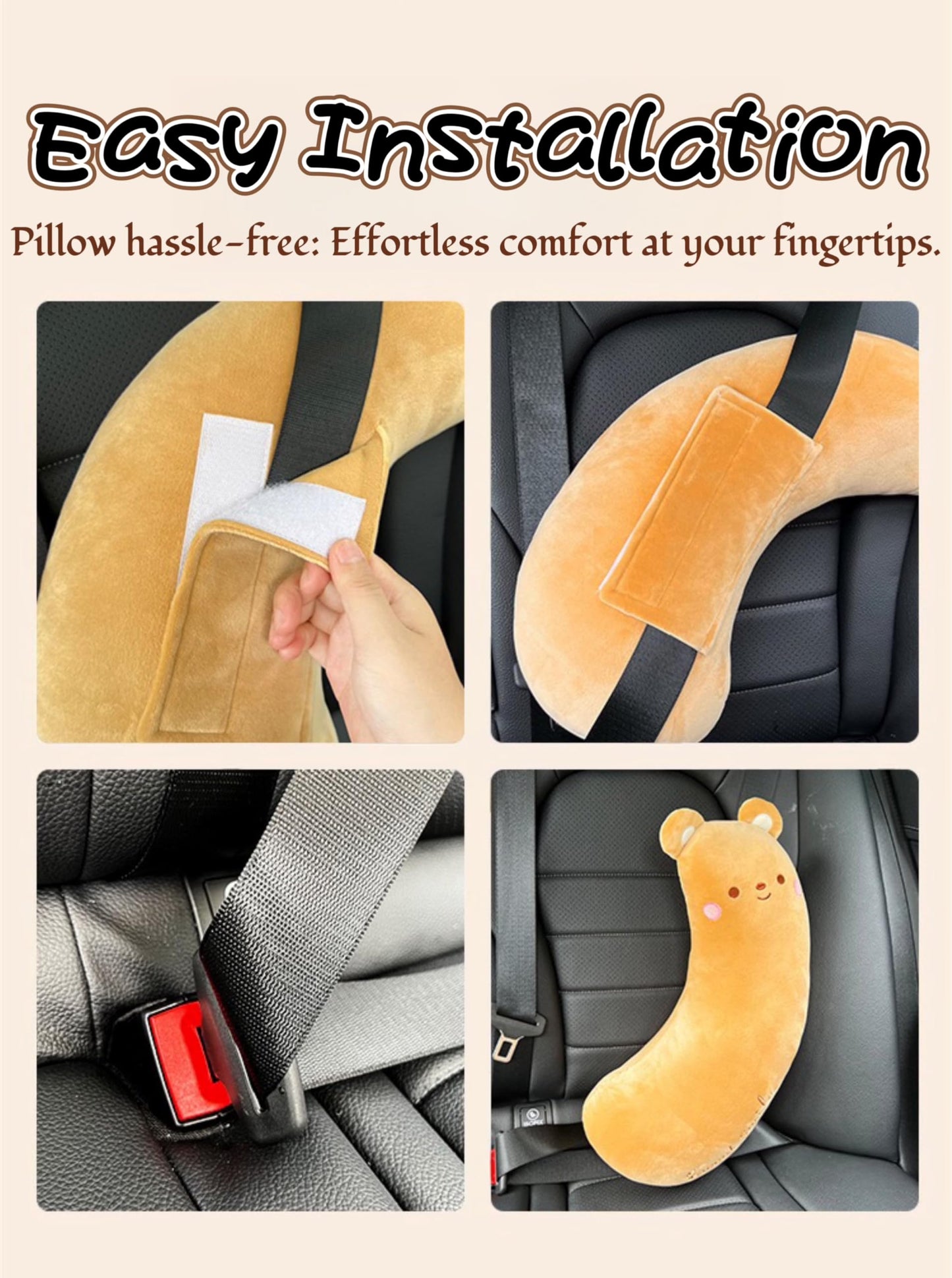 Car Seat Belt Pillow Stocking Stuffers Cute Toy Rabbit Safety Seatbelt Shoulder Pad Auto Accessory Neck Cushion Protector Seatbelt Shoulder Protector Sleeping Pillow Nice Gift (Bear)