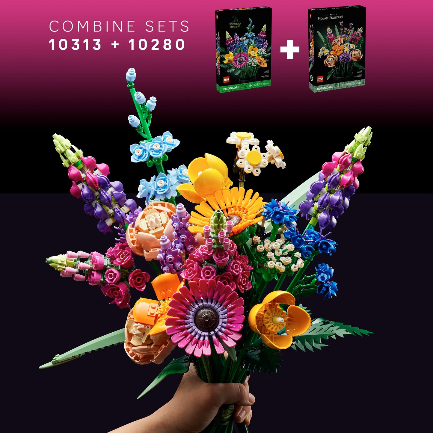 LEGO Icons Flower Bouquet Building Set - Artificial Flowers for Decoration for Home and Display, Ages 18+ - Small Fake Flowers for Table, Desk, Office - Gift for Birthdays - 10280