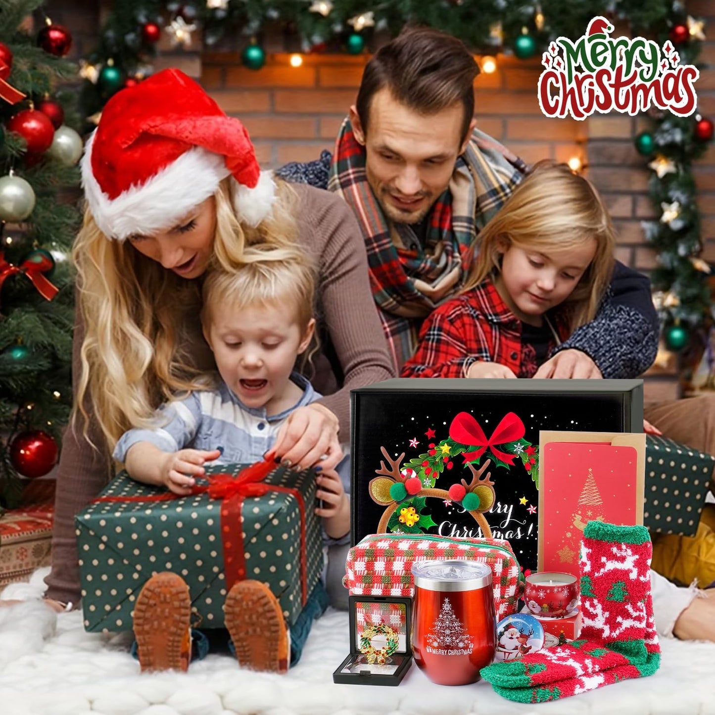 7 IN 1 Christmas Gifts Basket for Women – Unique Holiday Gift Basket for Women, Mom, Wife, Girlfriend, Sister, Teacher, Coworker,Xmas Tumbler Stocking Stuffers includes everthing