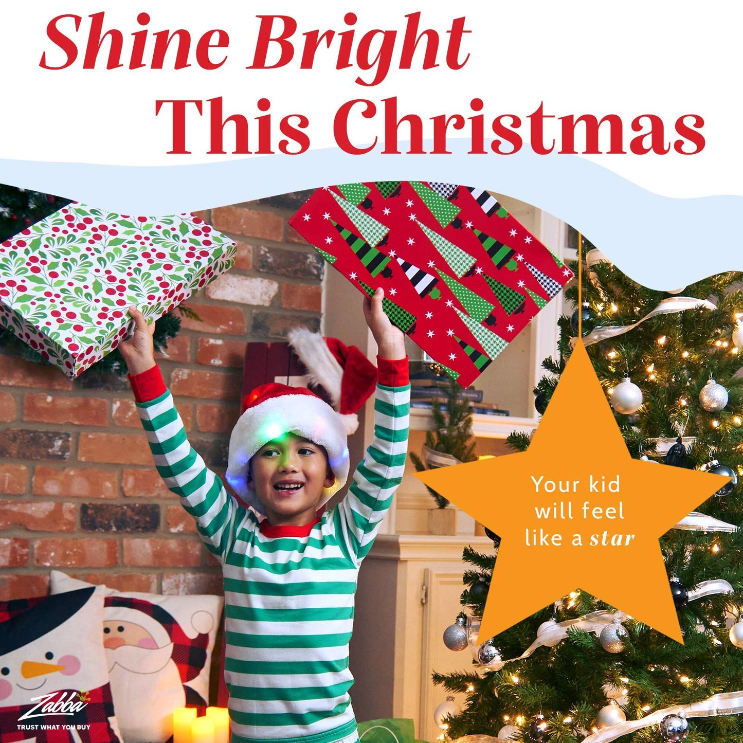 Winks Novelty Plush Santa Hat - Pack of 2 - Funny Christmas Hats for Kids & Adults with 20 Light Up, Color-Changing LED Lights and Batteries - Adult Size