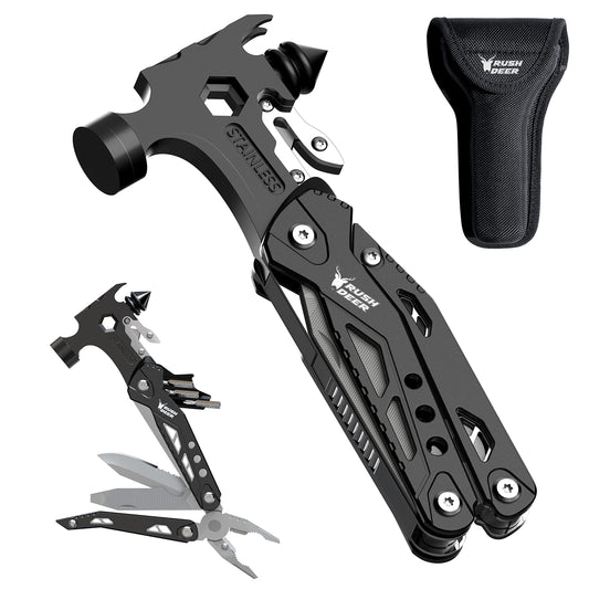 RUSH DEER 16-in-1 Multitool, Gifts for Dad, Hammer Multi tool, Utility Knife Multitools for Men, Survival Gear and Supplies, Christmas Gift for Boy Husbands