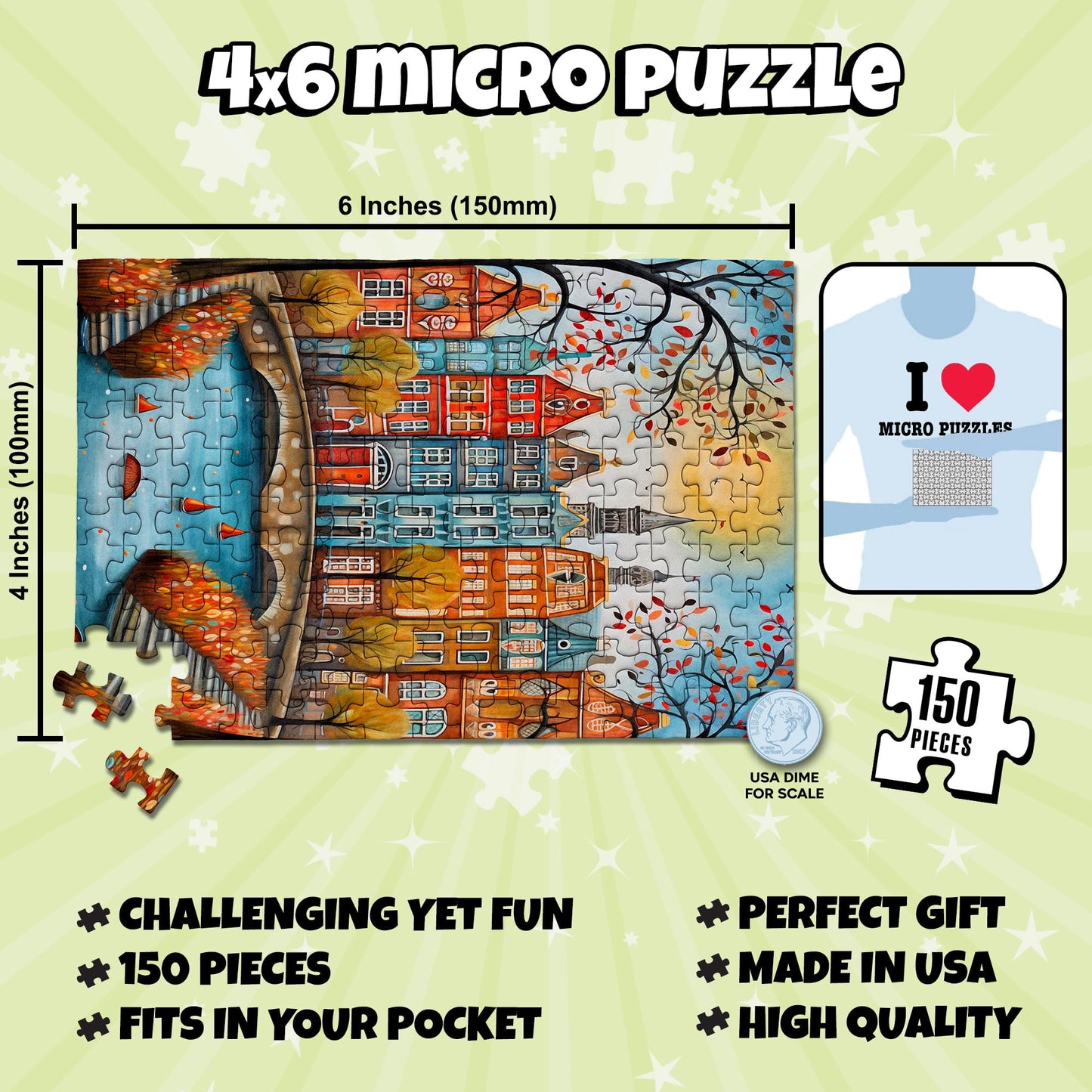 MicroPuzzles “City & Moon Scape” Mini Jigsaw Puzzle 2-Pack – 150-Piece Night-Skyline Travel 4×6 in Puzzle Gift | Made in USA | Small Business