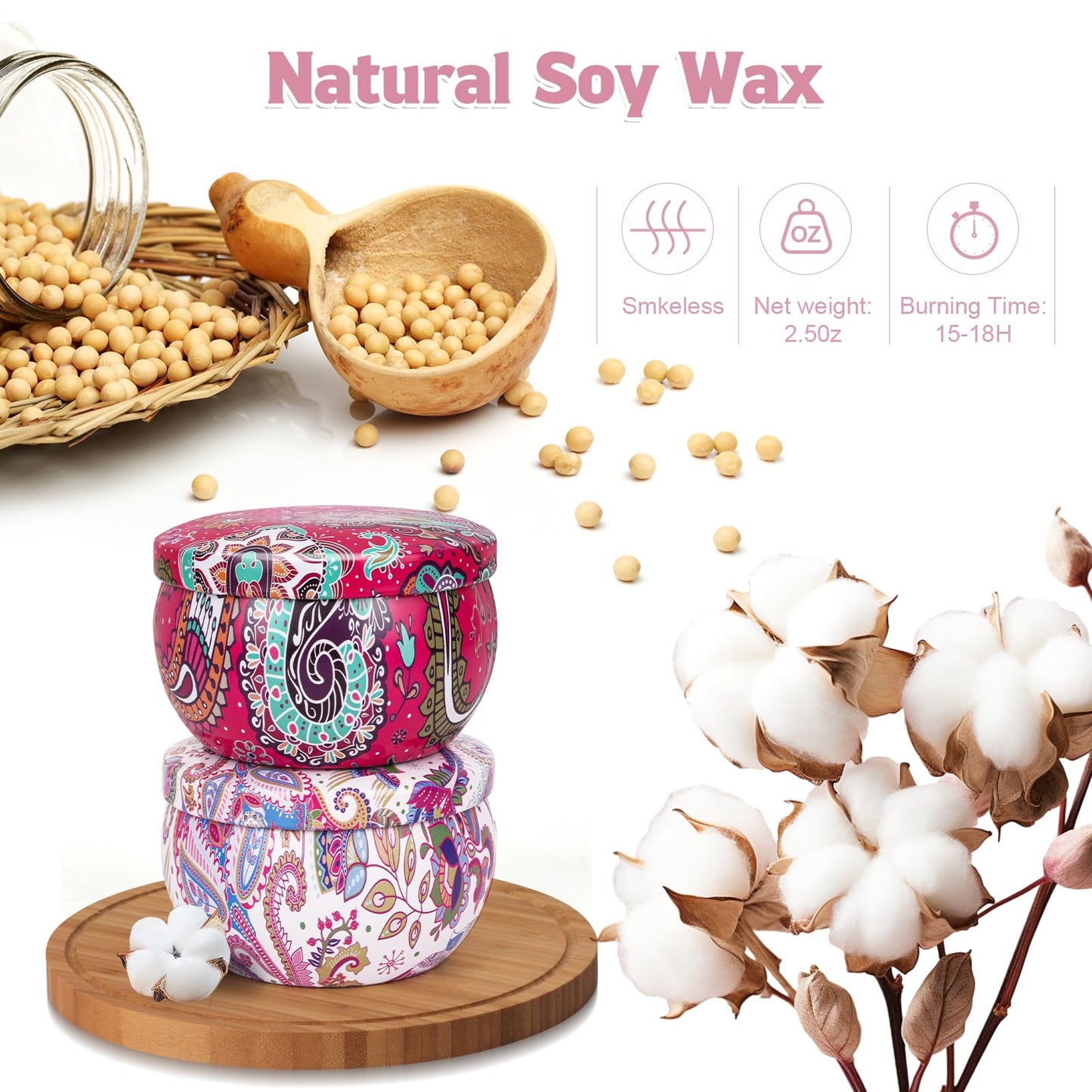 Scented Candles Gifts Set for Women, 9 Pack Aromatherapy Candles Pack Soy Wax with Essential Oil Include Lavender, Jasmine and Vanilla for Bridesmaid, Birthday, Valentine's, Mother's Day, Bath, Yoga