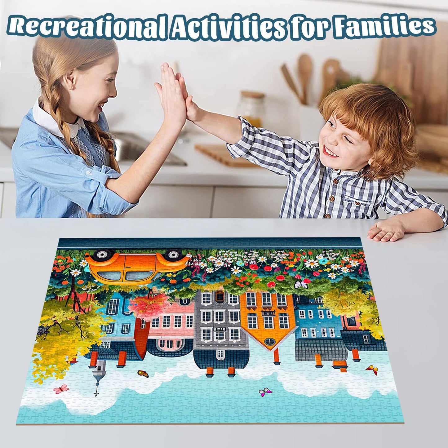 TangMosaic 1000 Piece Puzzle for Adults, Small Town Scenery Jigsaw Puzzle, Impossible Puzzles Game, Interlock Perfectly No Dust, Home Decoration Puzzle, Gift for Friends Parents Kids Couples