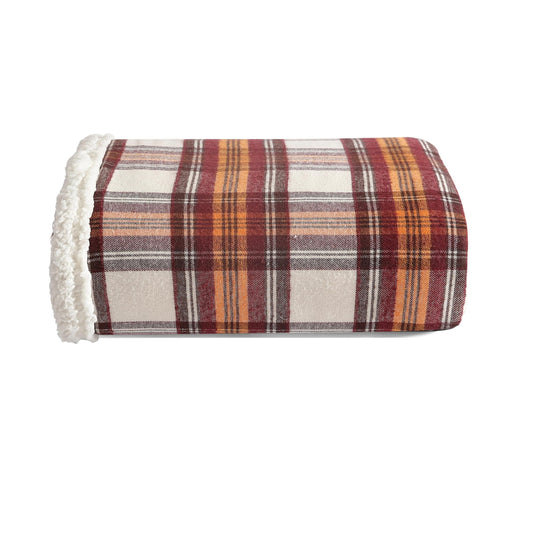 Eddie Bauer - Blanket, Soft Reversible Sherpa & Brushed Fleece Bedding, Perfect for Lounging, Dorm Essentials (Edgewood Plaid Red)