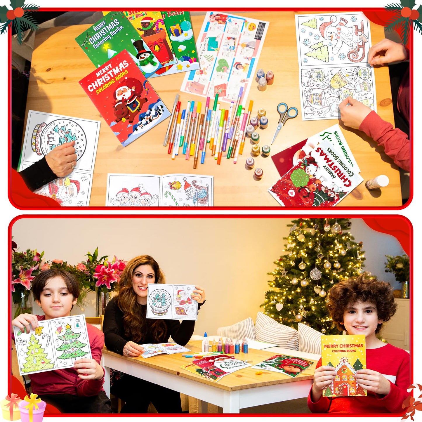 90shine 54Pcs Christmas Coloring Books for Kids Bulk: Xmas Stockings Goodie Bags Stuffers Winter Party Favors Gifts Holiday Class Activity Supplies