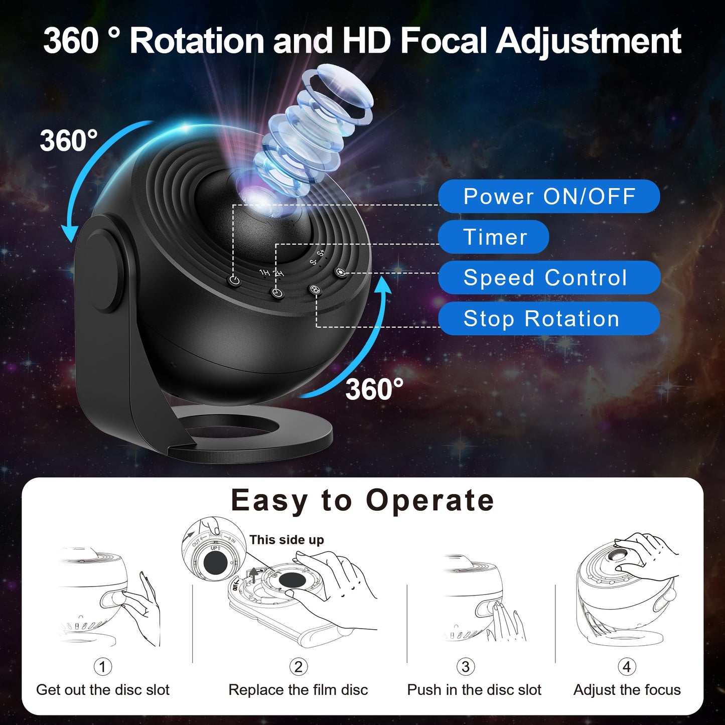 Galaxy Projector for Bedroom, 13 in 1 Star Projector Galaxy Light, Nebula Night Light Milky Way Projector with Timer, LED Space Planetarium Lamp Room Decor for Kids, Mothers Day Gifts