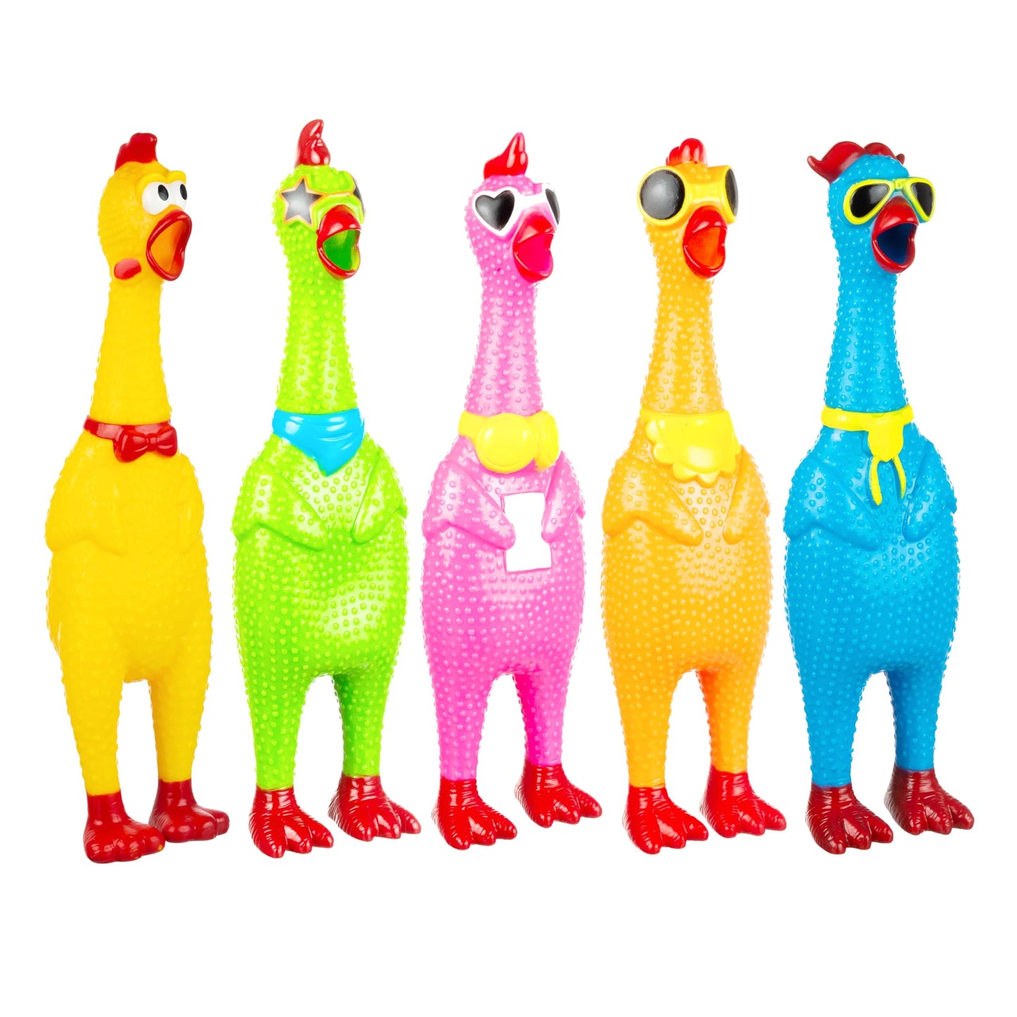3pc Silly Screaming Chicken Set - Tactile Squeaky Chicken Squeeze Toy for Fun and Entertainment - Rubber Chickens That Squeak Screaming Chicken Toy Value Pack