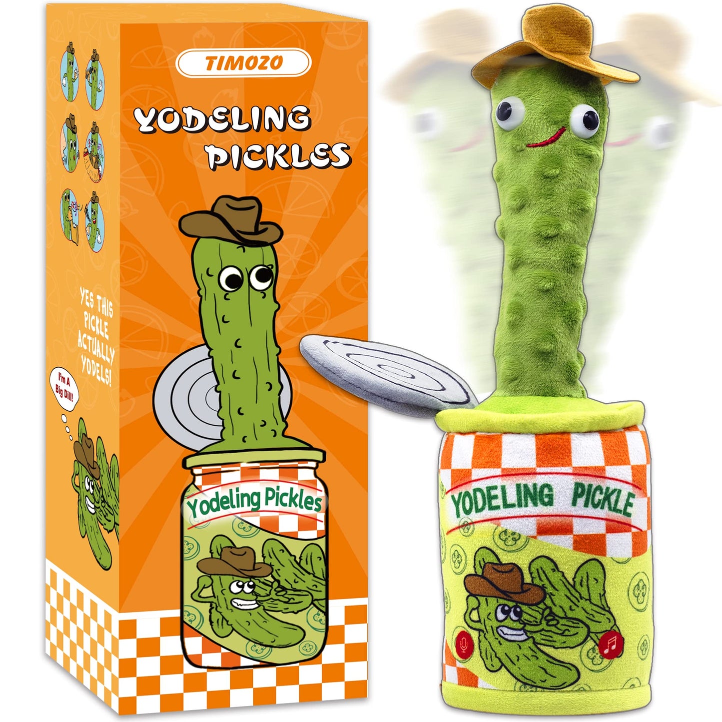 Yodeling Pickle, Talking Yodeling Toy Repeats What You Say, Singing Pickle Plush Toys - Rechargeable Twisted Mimicking Toy Singing Dance, Funny Prank Novelty Gag Gifts for Adults & Kids