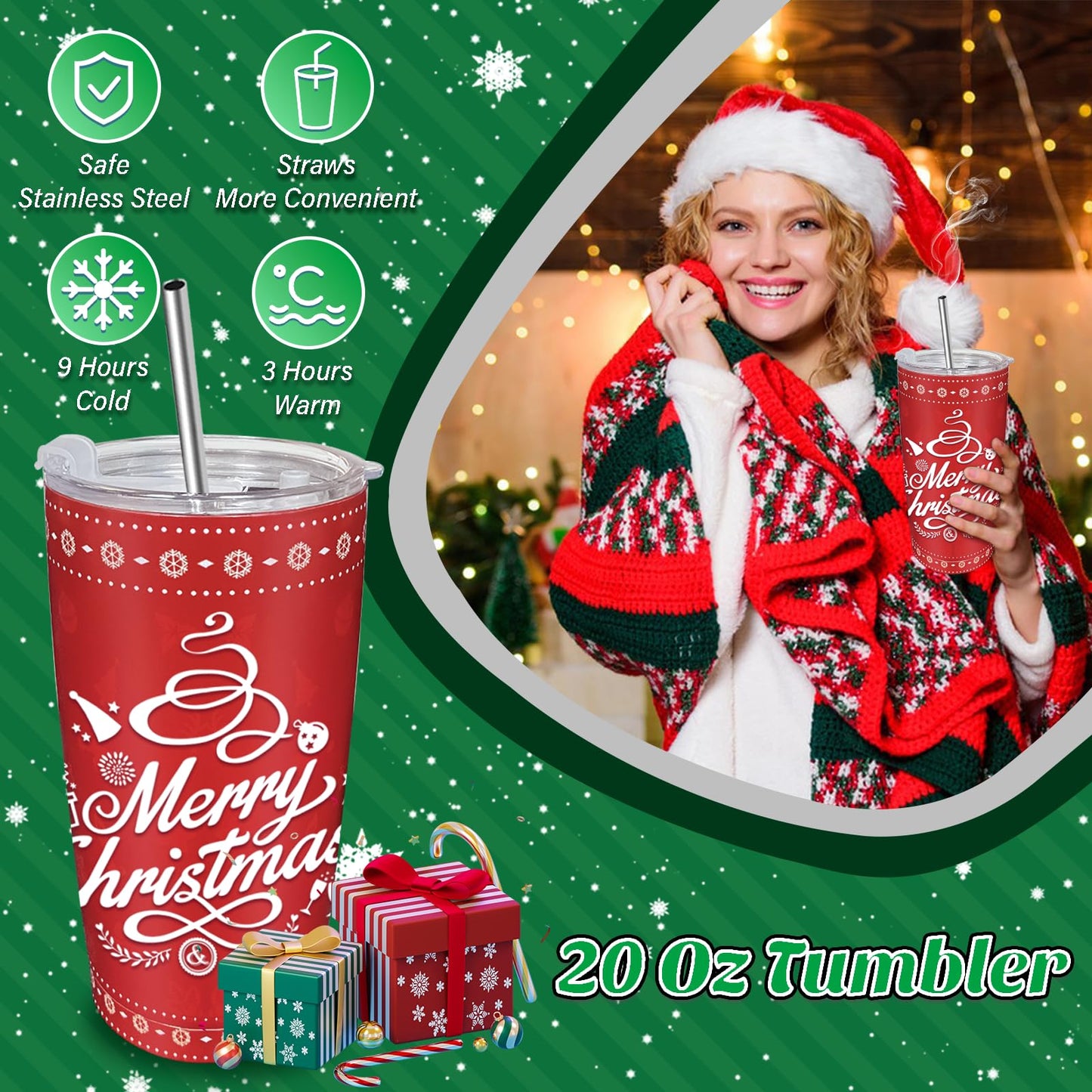 Christmas Gifts for Women, 2024 Unique Christmas Gifts, Xmas Gift Baskets with 20 Oz Tumblers, Candle, Ideas Xmas Gift for Mom, Teachers, Sister, Friends, Coworker, Girlfriend, Wife