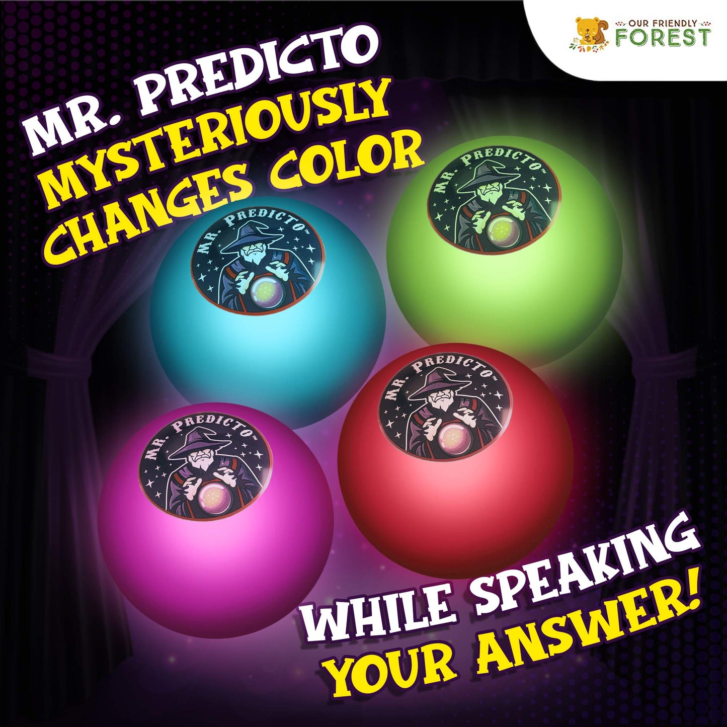 Kamhi World Mr Predicto Fortune Telling Ball - Ask Questions & Get Answers, Interactive Color Changing Crystal Ball, Novelty Toy with Lights, Fun Teen Gift